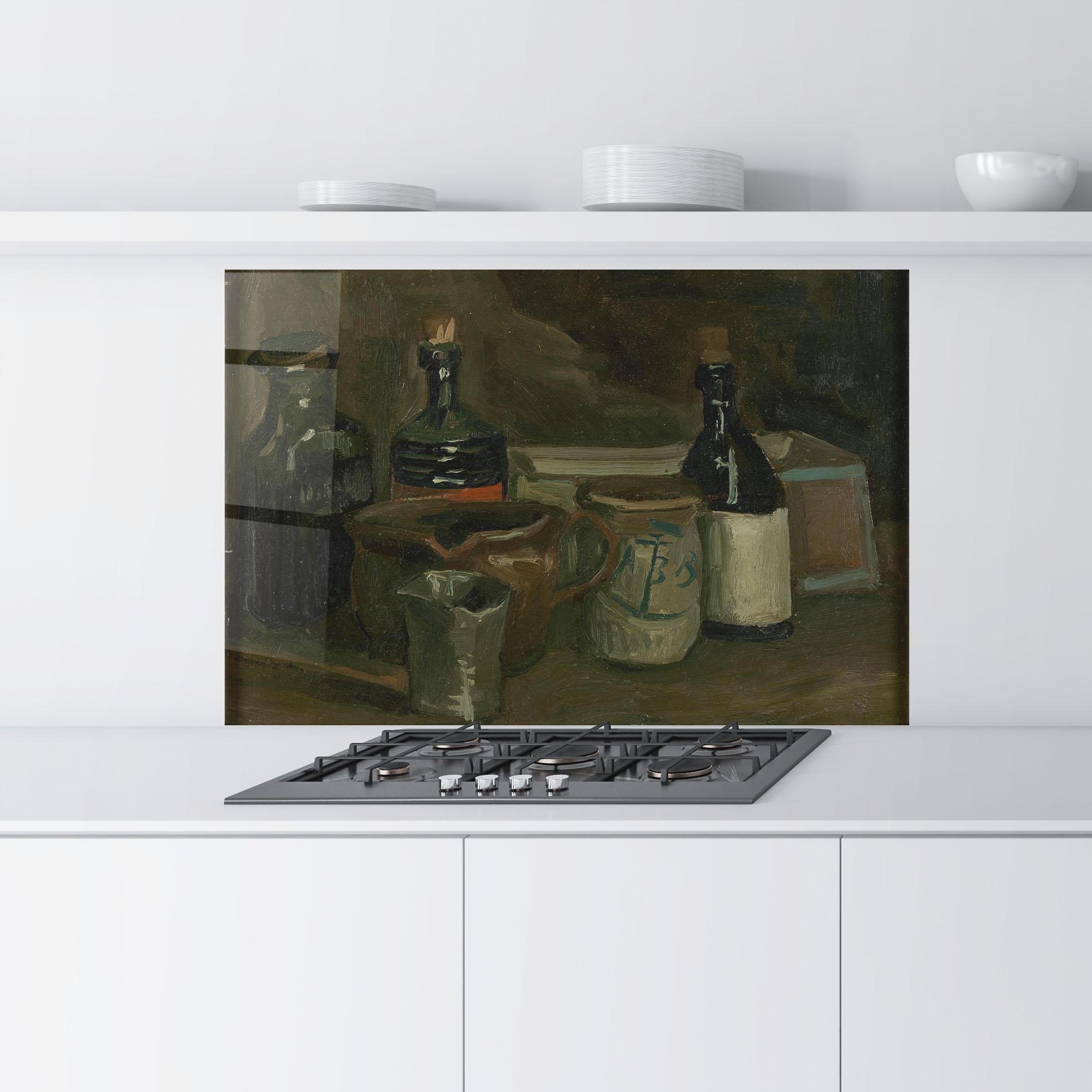 Стъклен панел за кухня Stilleven Met Flessen mockup 9