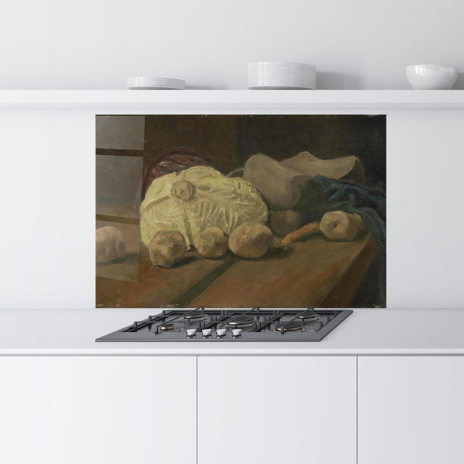 Стъклен панел за кухня Stilleven Met Kool mockup 9