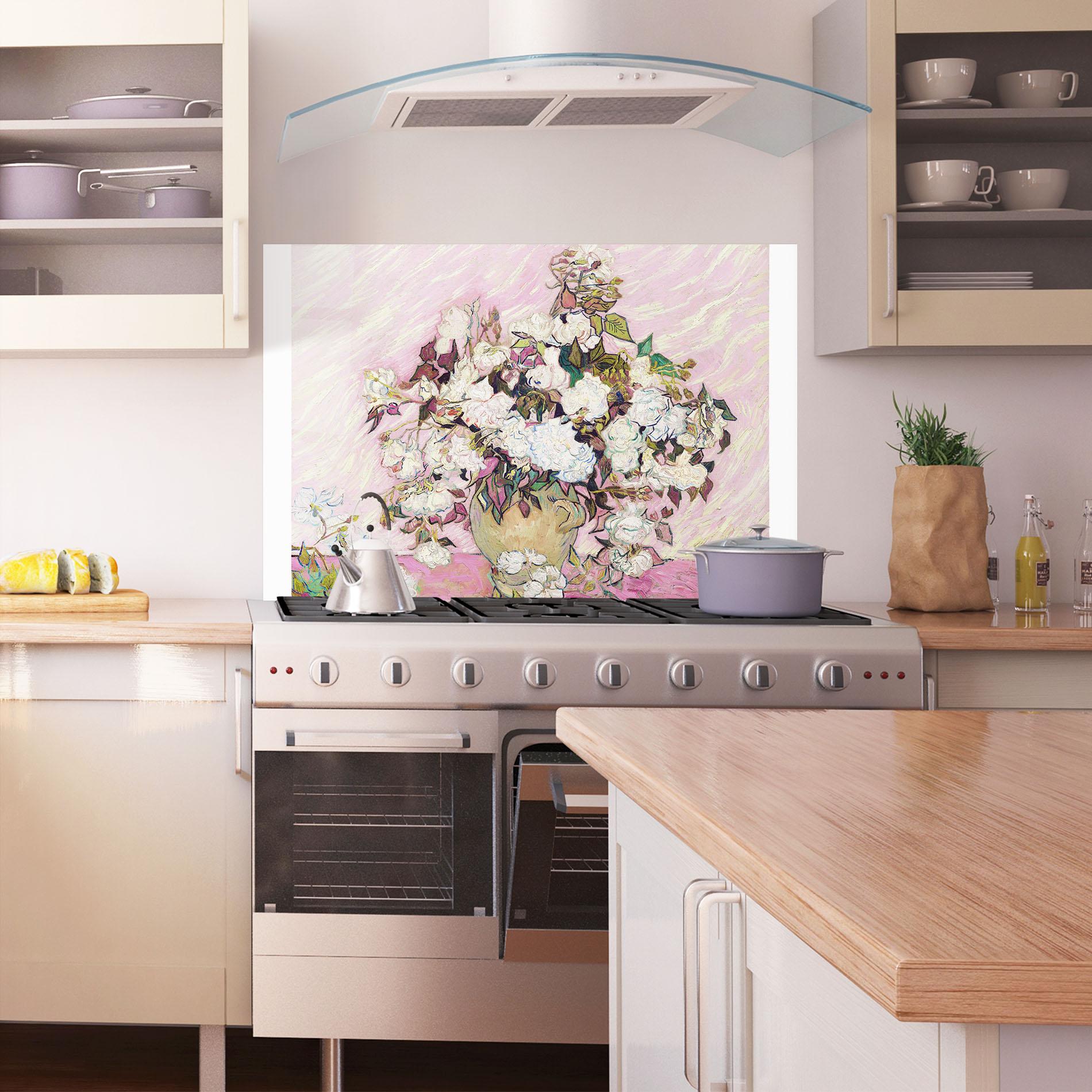 Стъклен панел за кухня Gogh Flower Painting mockup 1