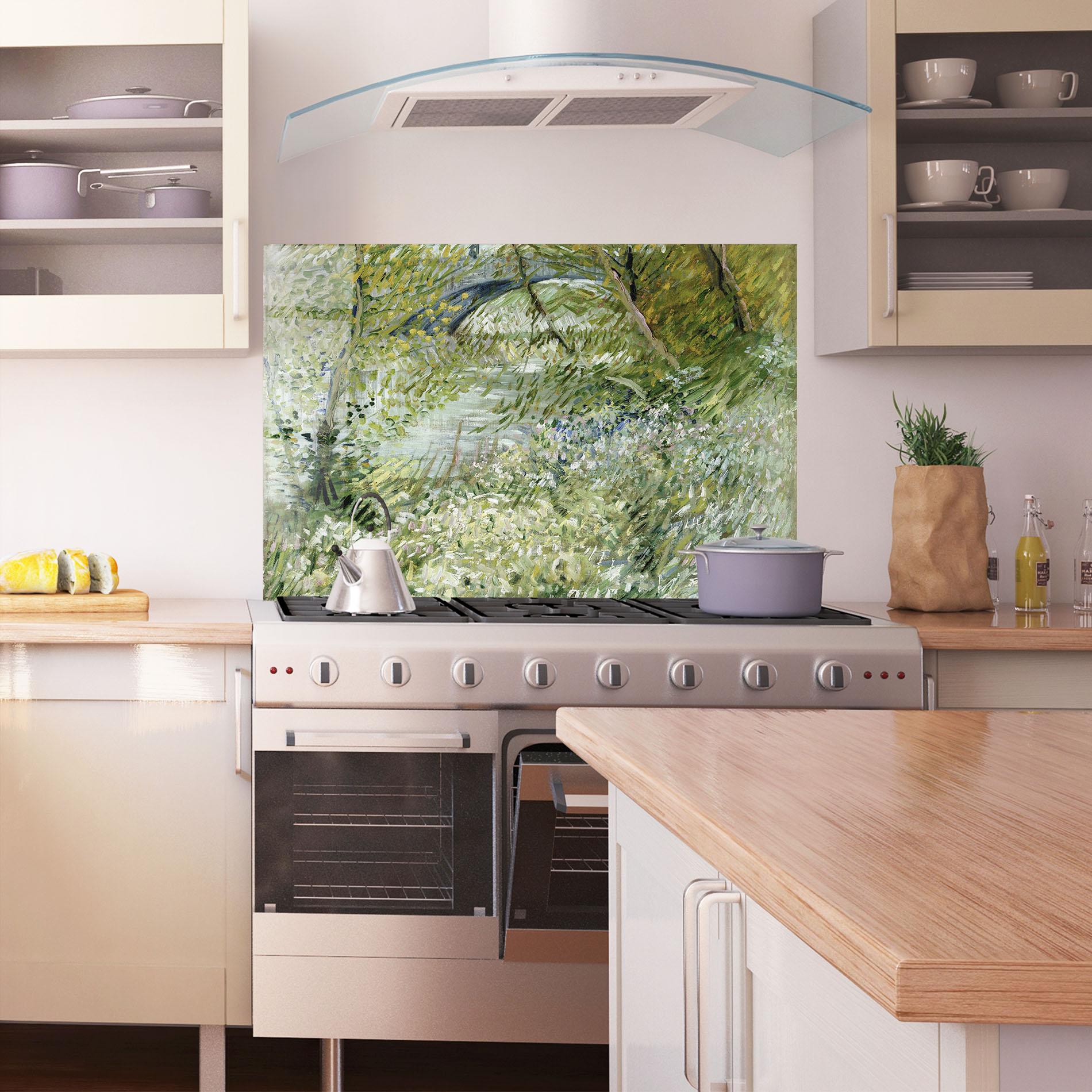 Стъклен панел за кухня River Bank Springtime mockup 1