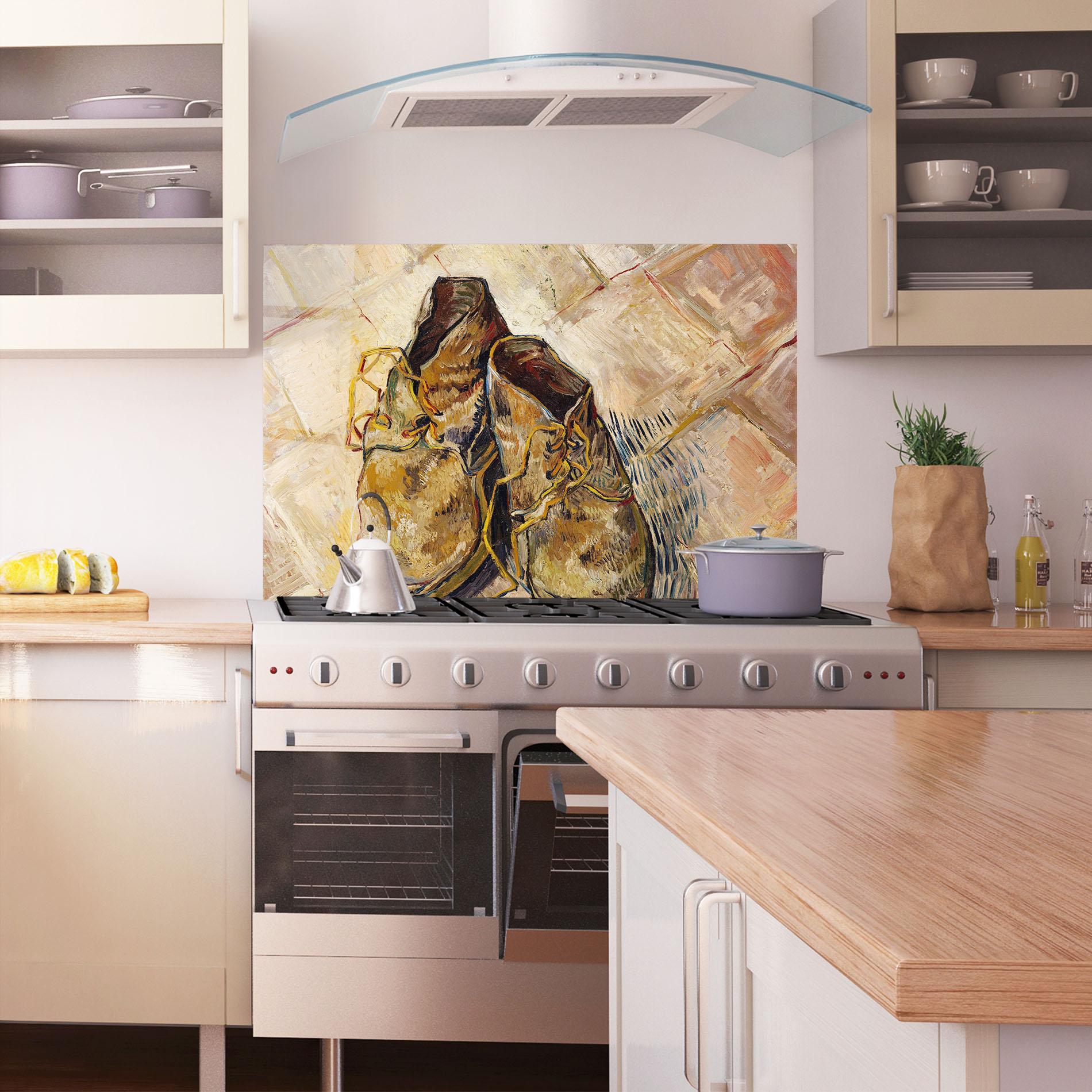 Стъклен панел за кухня Shoes Van Gogh mockup 1