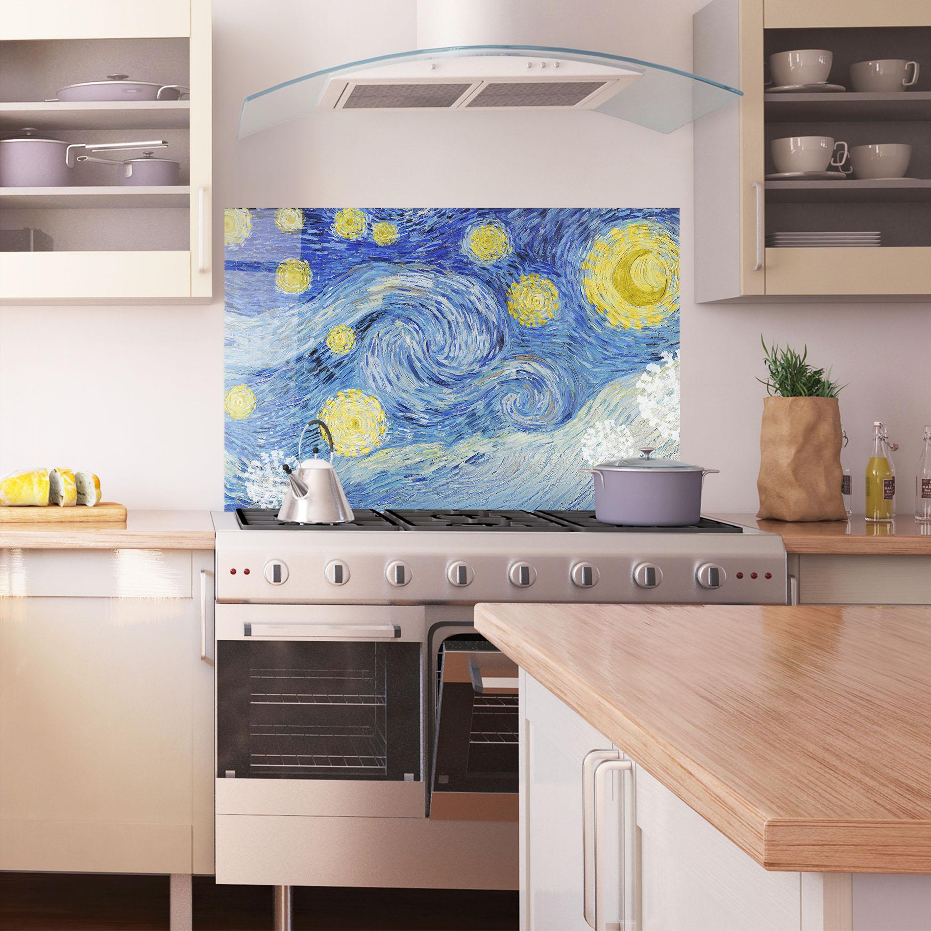 Стъклен панел за кухня Van Gogh Starry Night mockup 1