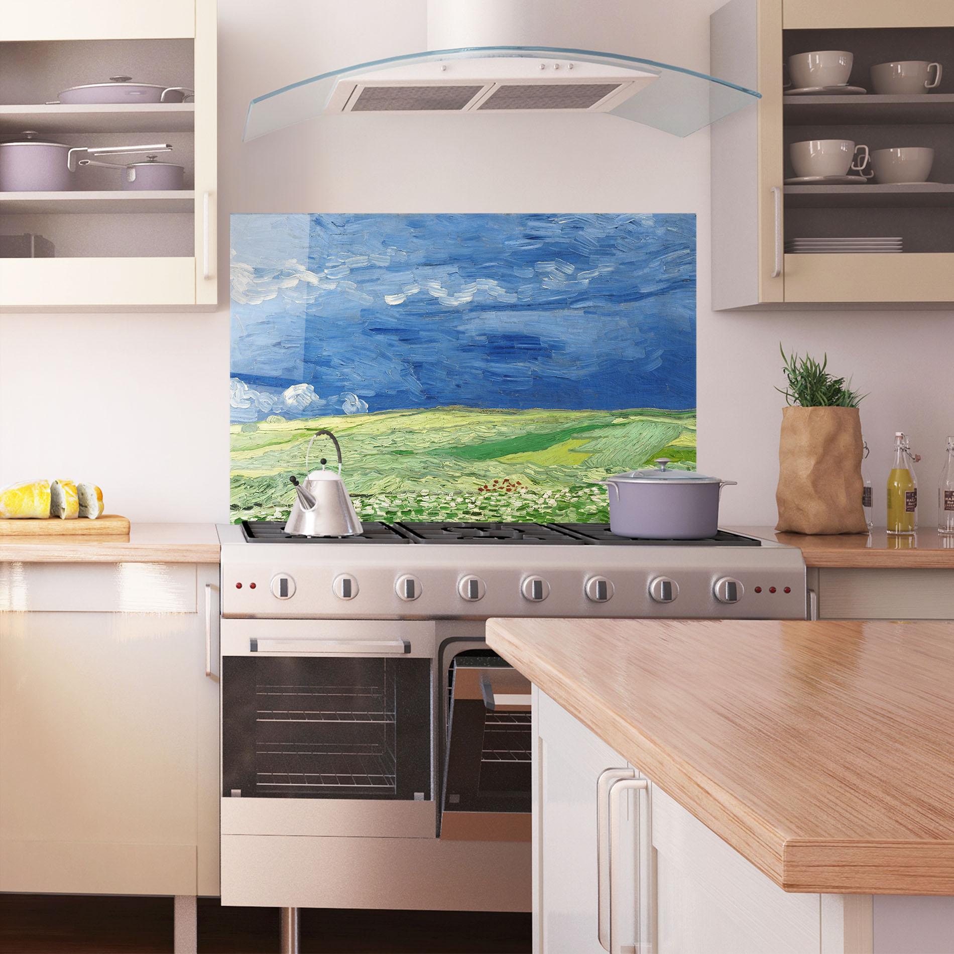 Стъклен панел за кухня Wheatfield Thunderclouds mockup 1