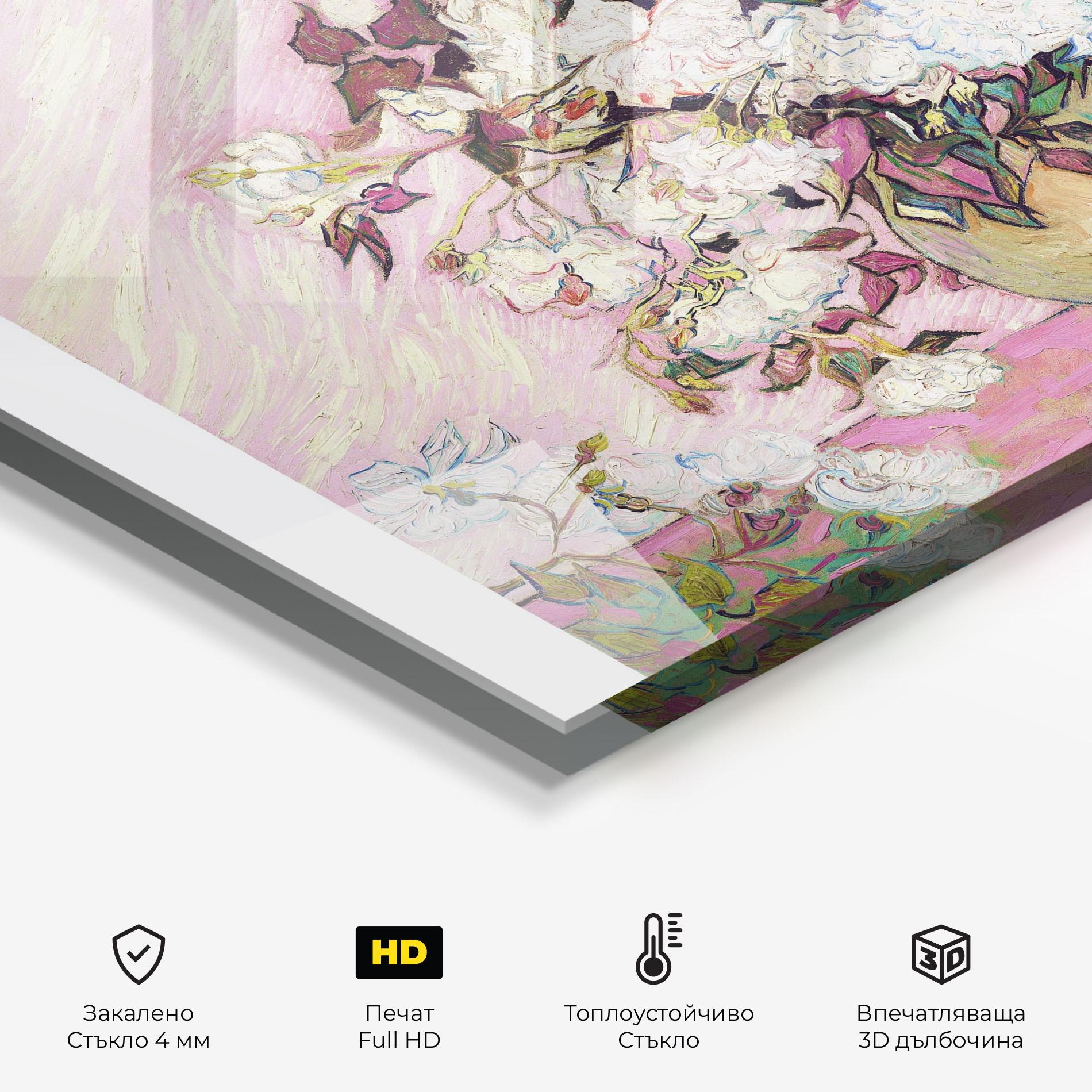 Стъклен панел за кухня Gogh Flower Painting mockup 2