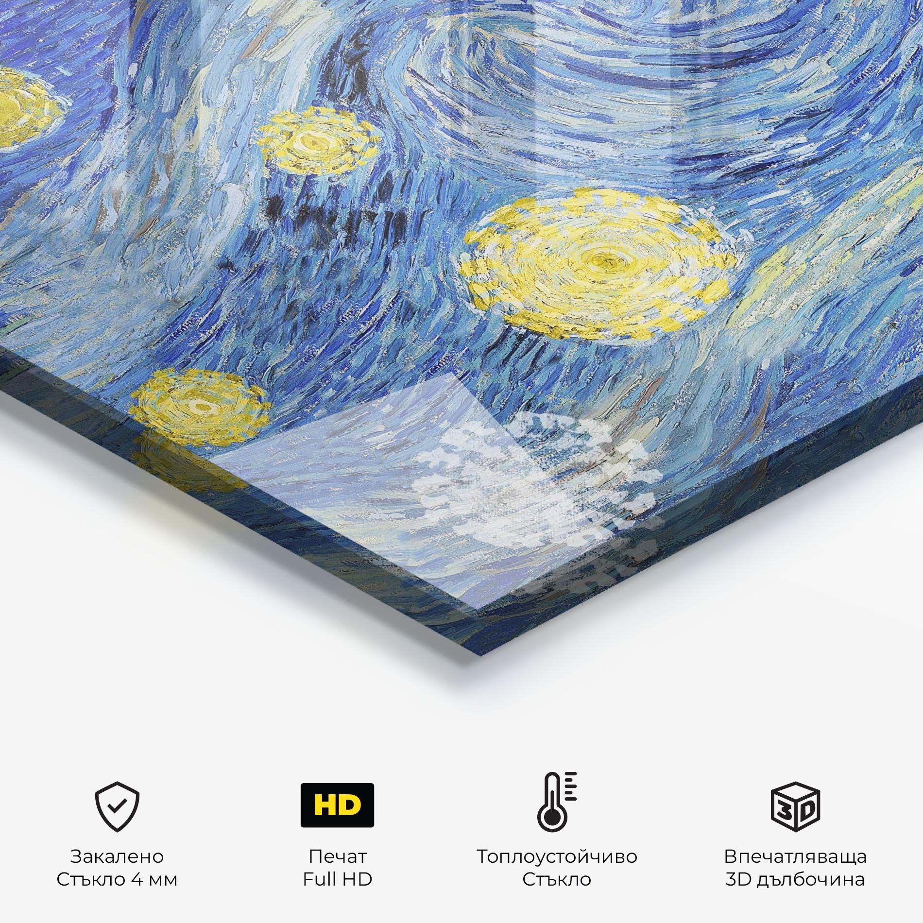 Стъклен панел за кухня Van Gogh Starry Night mockup 2
