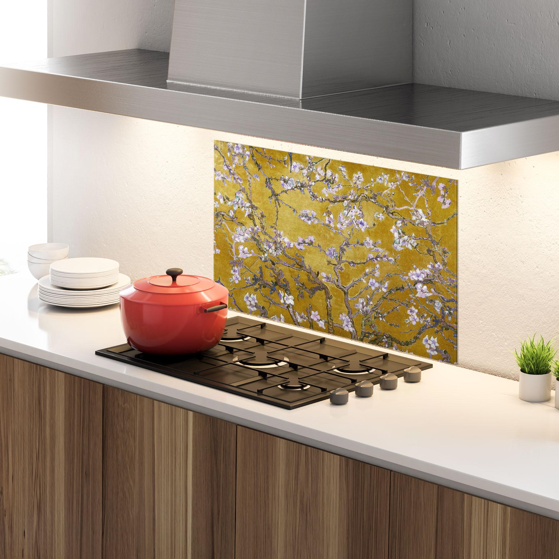 Стъклен панел за кухня Almond Blossom mockup 4