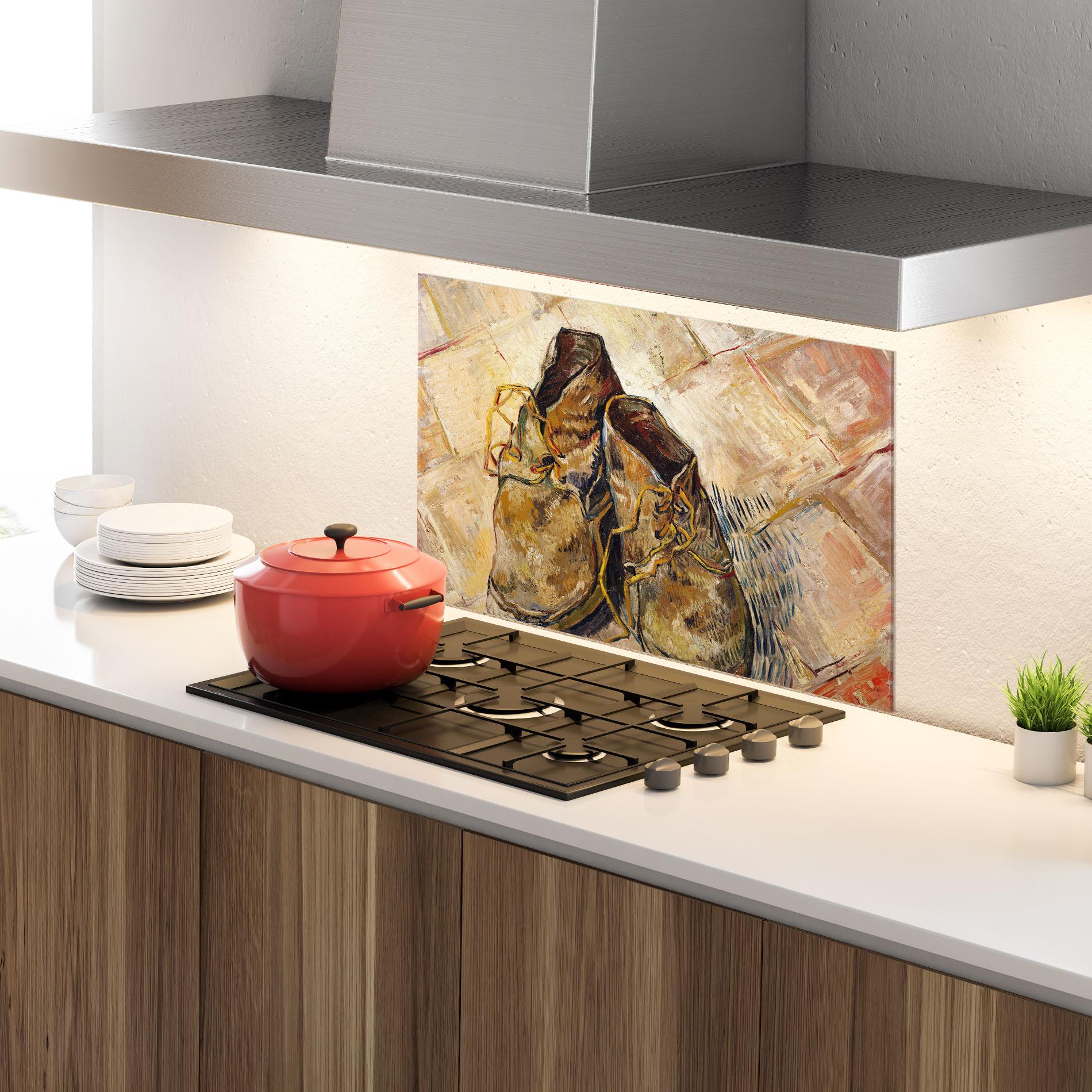 Стъклен панел за кухня Shoes Van Gogh mockup 4