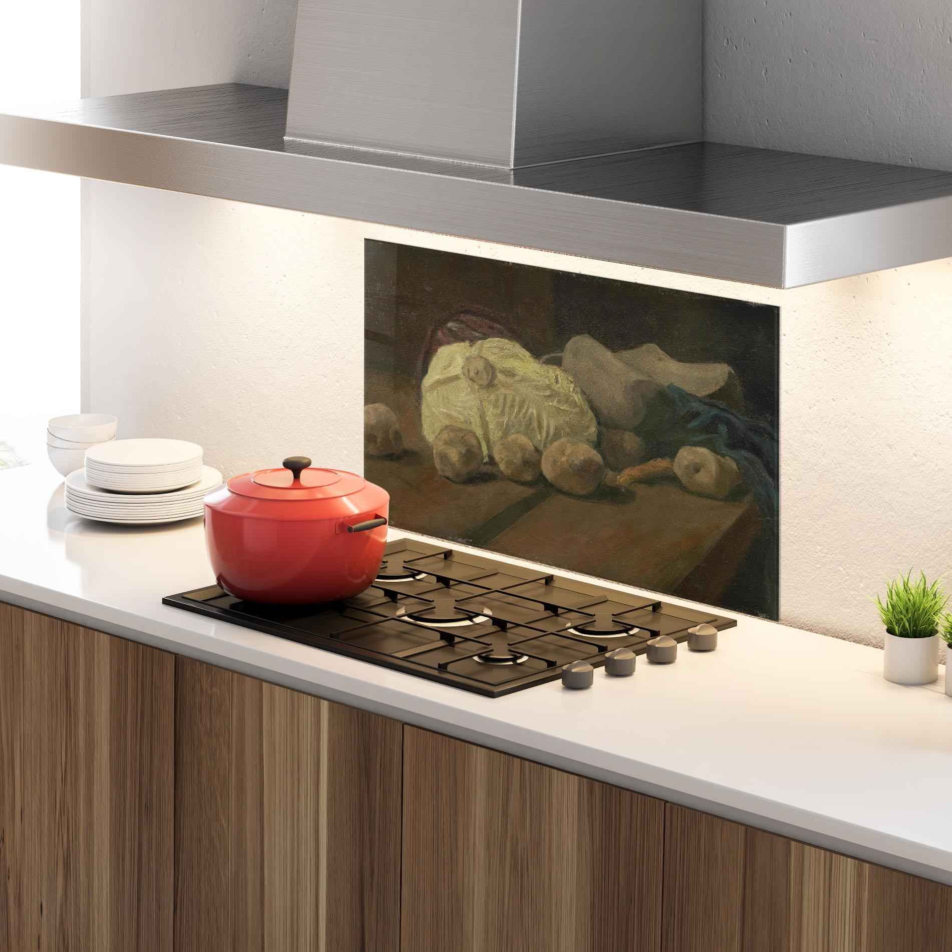 Стъклен панел за кухня Stilleven Met Kool mockup 4