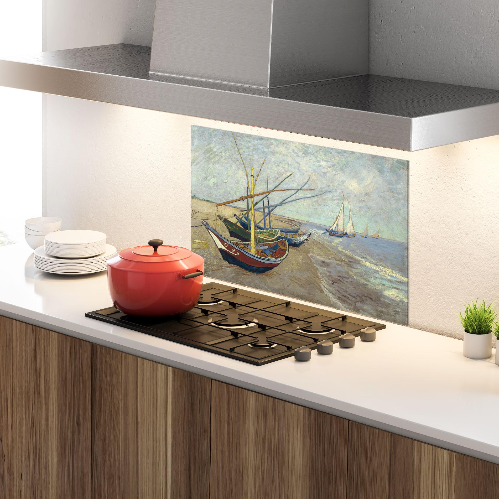 Стъклен панел за кухня Vissersboten Les Saintes Maries mockup 4