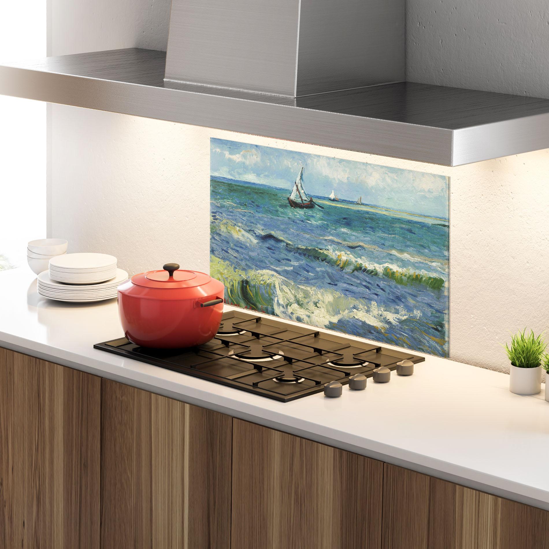 Стъклен панел за кухня Zeegezicht Saintes Maries mockup 4