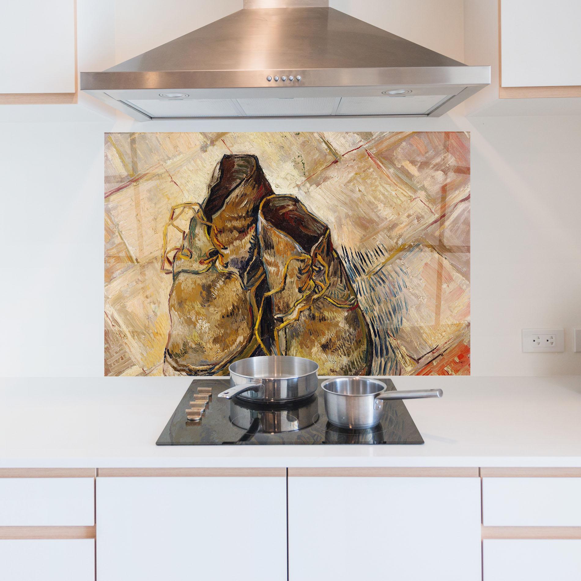 Стъклен панел за кухня Shoes Van Gogh mockup 5