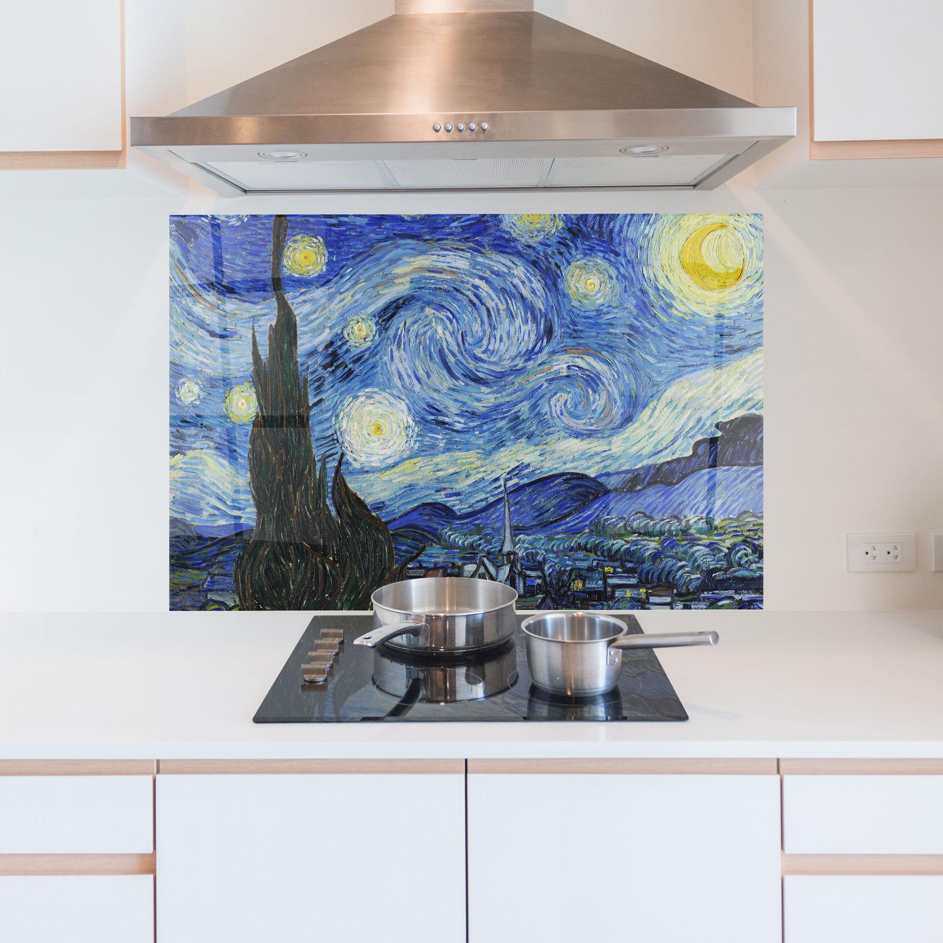 Стъклен панел за кухня The Starry Night mockup 5
