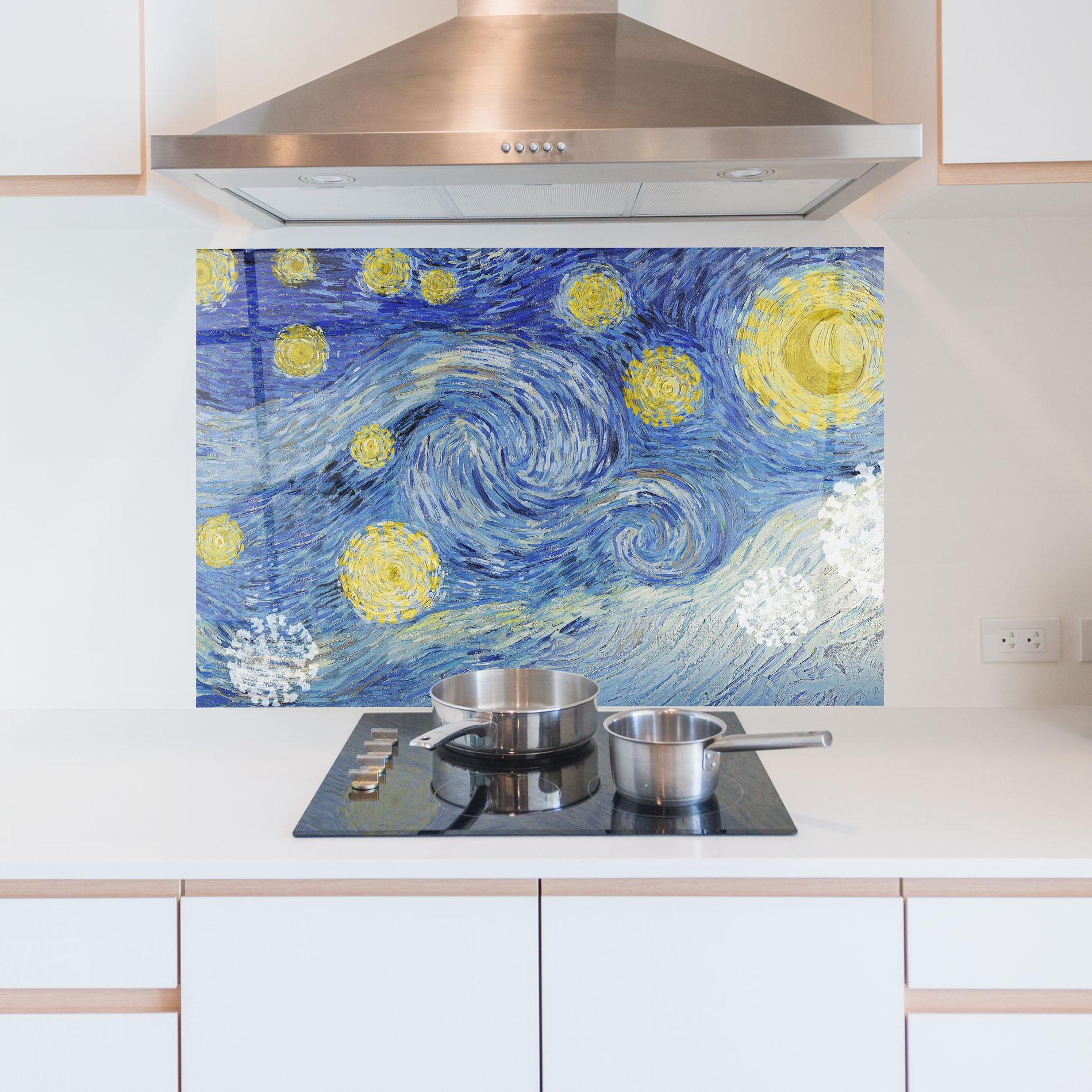 Стъклен панел за кухня Van Gogh Starry Night mockup 5