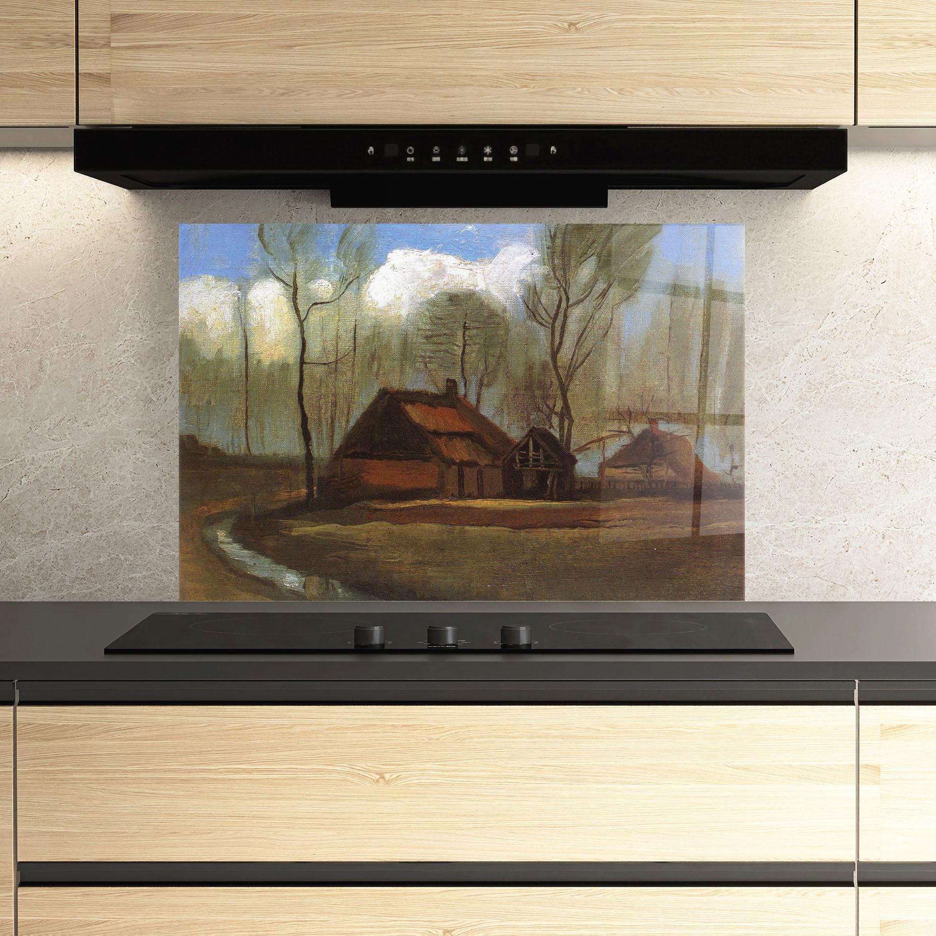 Стъклен панел за кухня Farmhouses Among Trees mockup 3