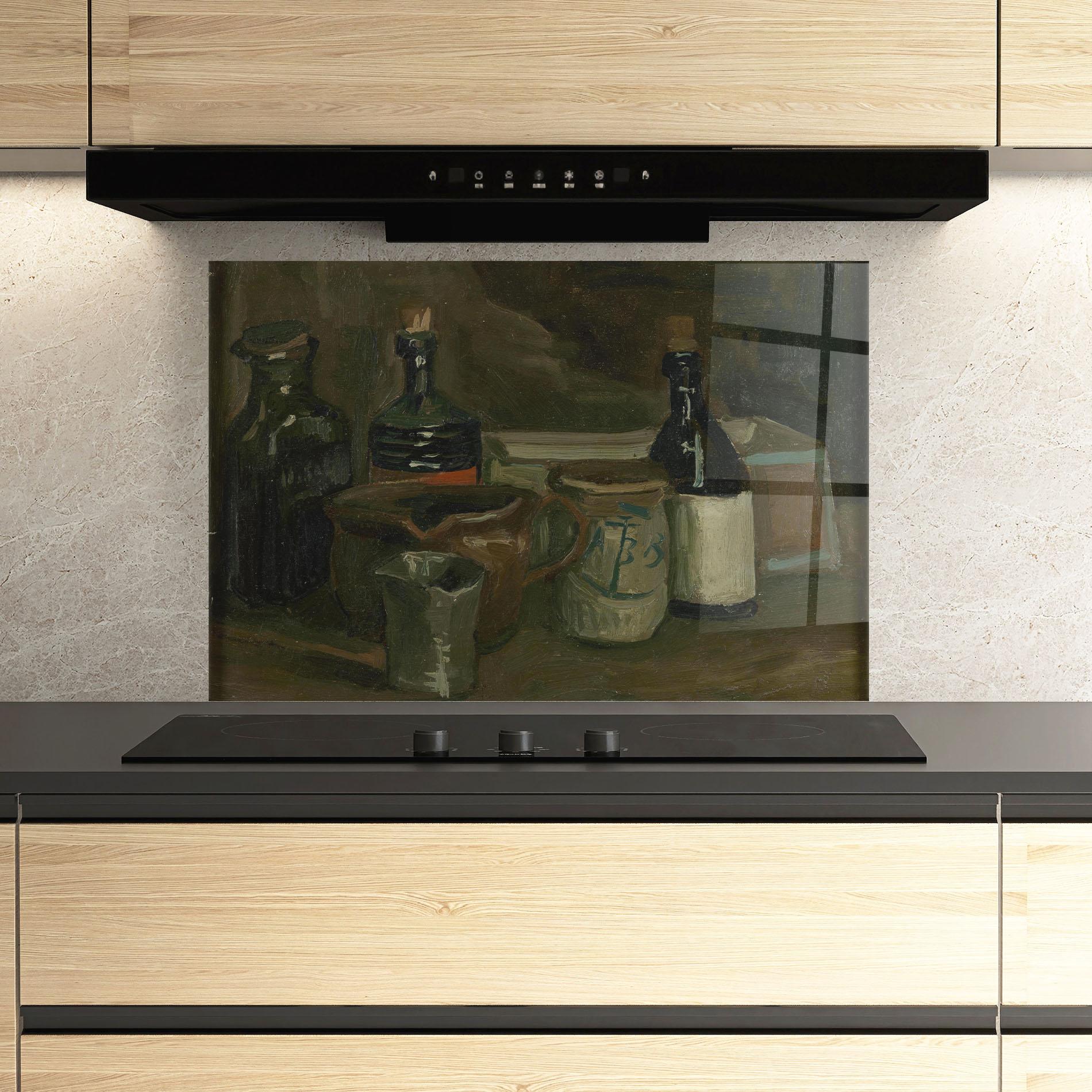 Стъклен панел за кухня Stilleven Met Flessen mockup 3