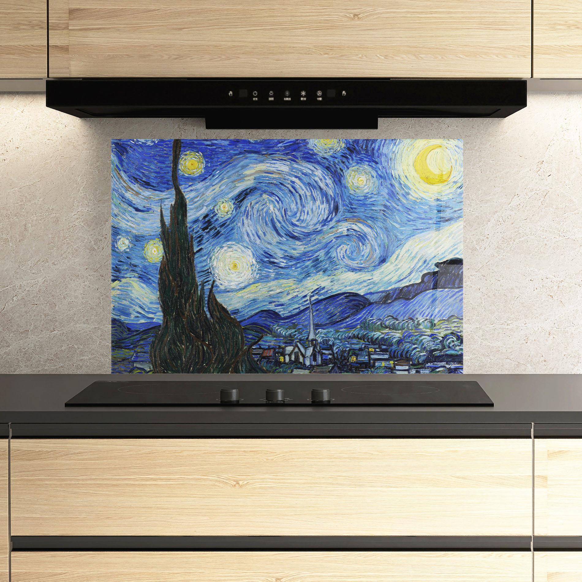 Стъклен панел за кухня The Starry Night mockup 3