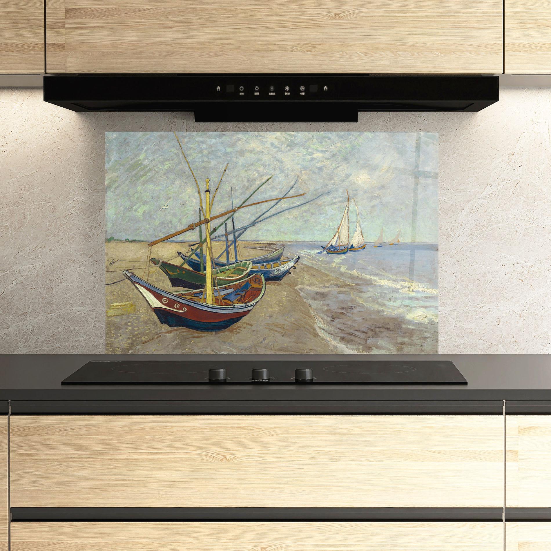 Стъклен панел за кухня Vissersboten Les Saintes Maries mockup 3