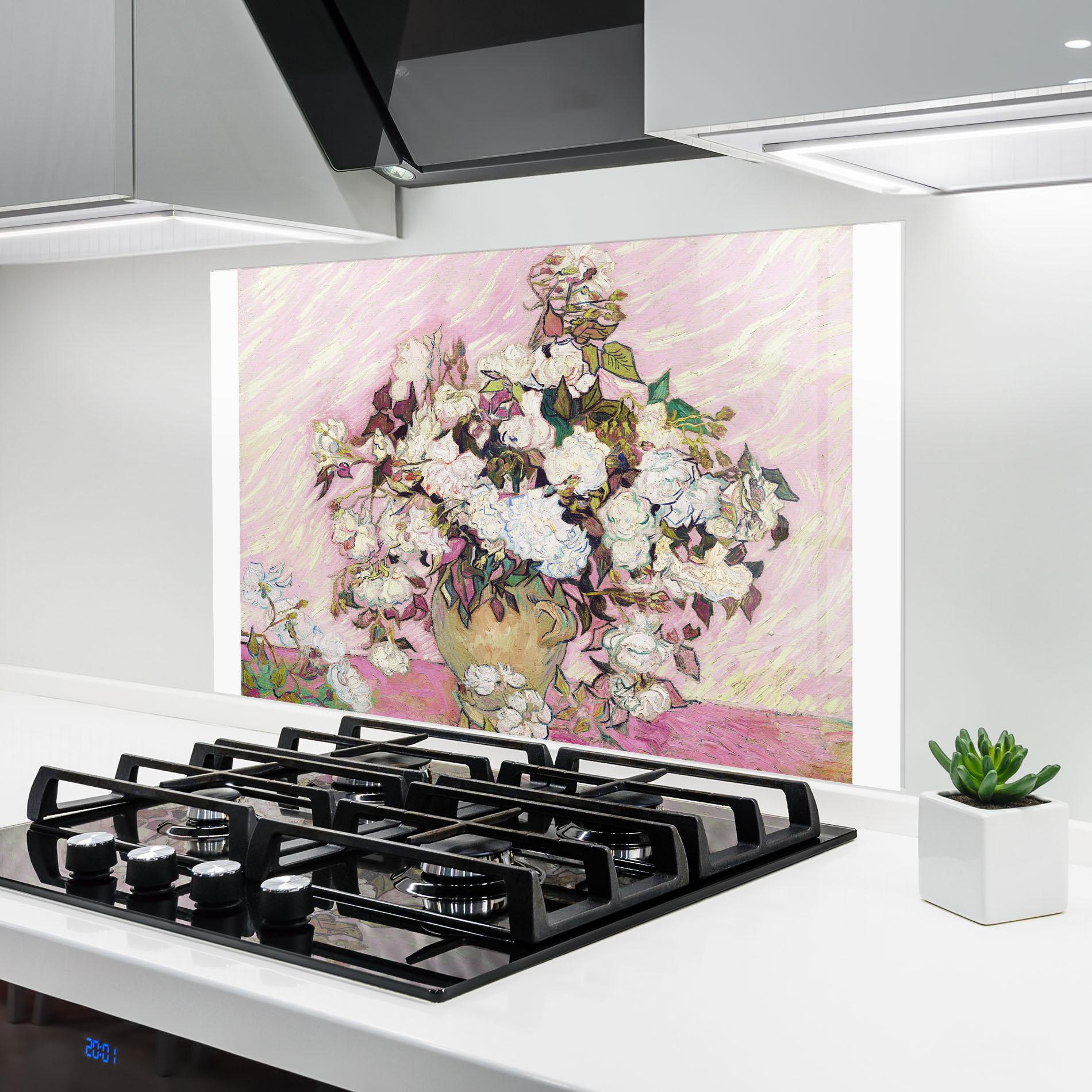 Стъклен панел за кухня Gogh Flower Painting mockup 6