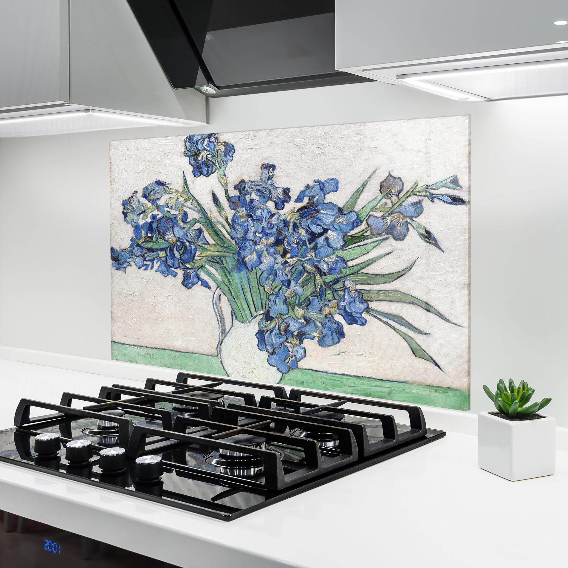Стъклен панел за кухня Gogh S Irises mockup 6