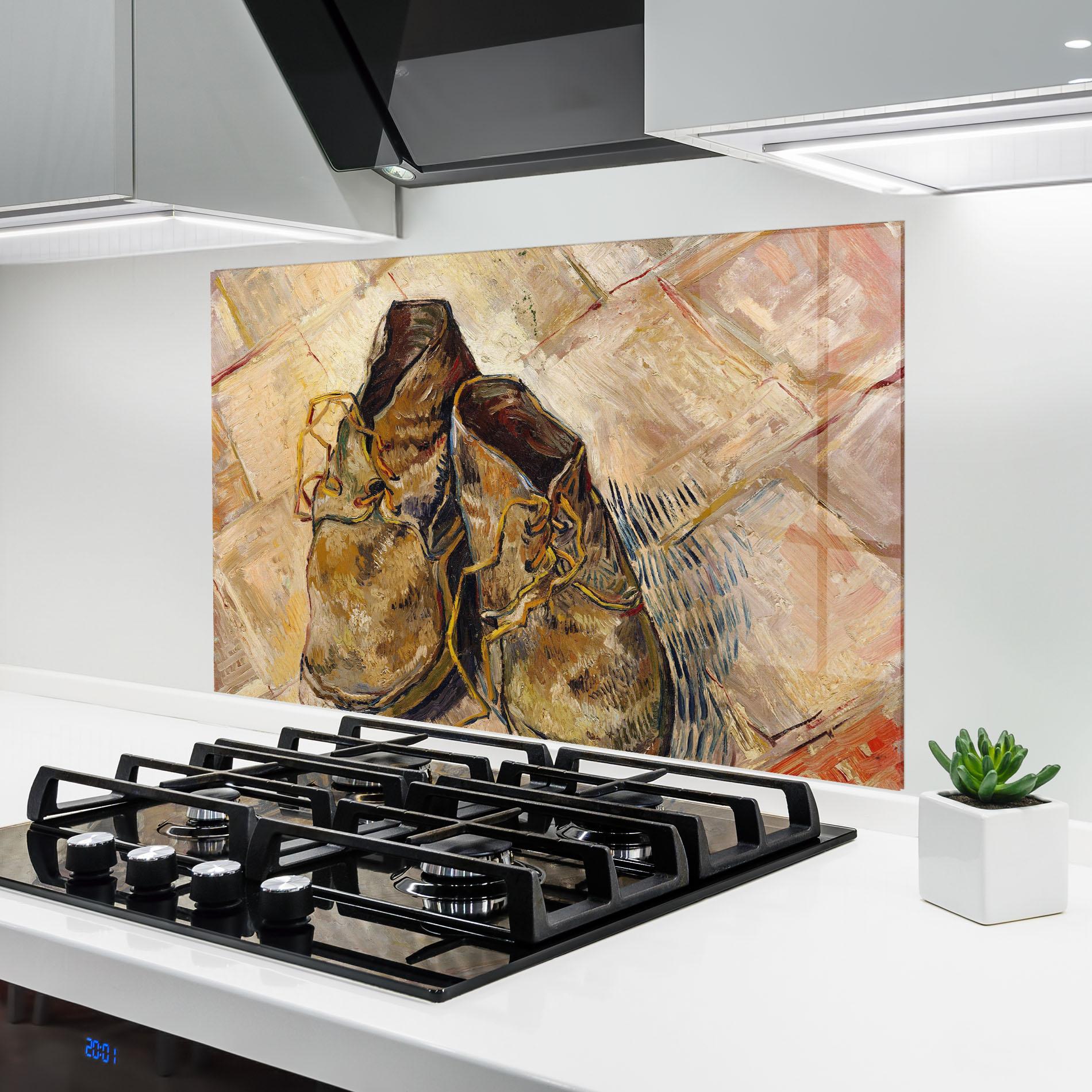 Стъклен панел за кухня Shoes Van Gogh mockup 6