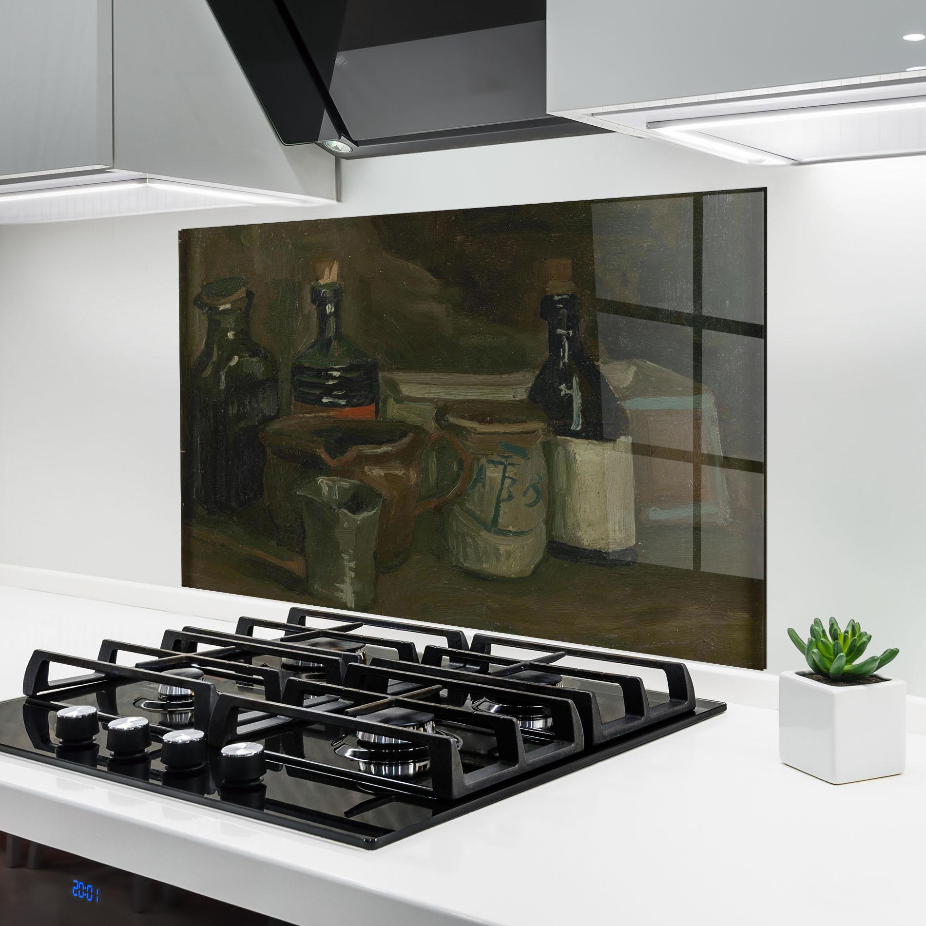 Стъклен панел за кухня Stilleven Met Flessen mockup 6