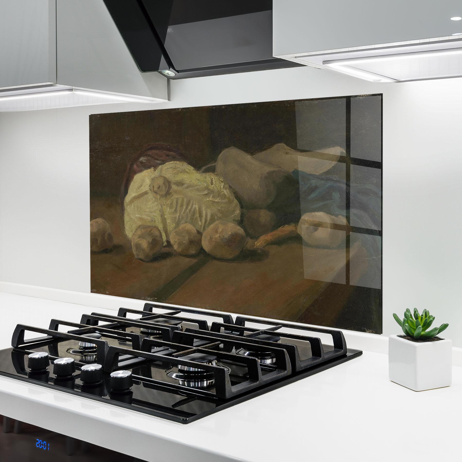 Стъклен панел за кухня Stilleven Met Kool mockup 6