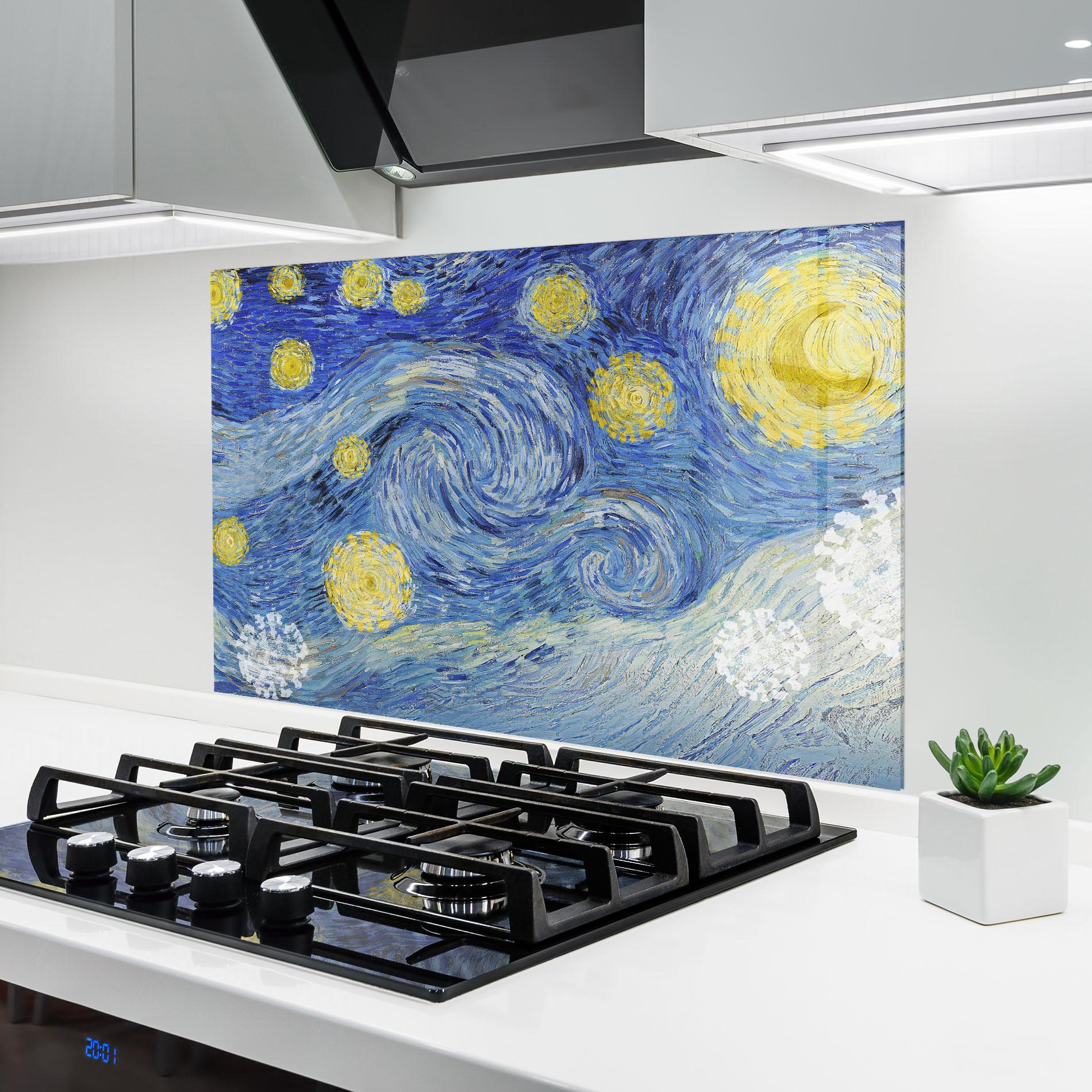 Стъклен панел за кухня Van Gogh Starry Night mockup 6