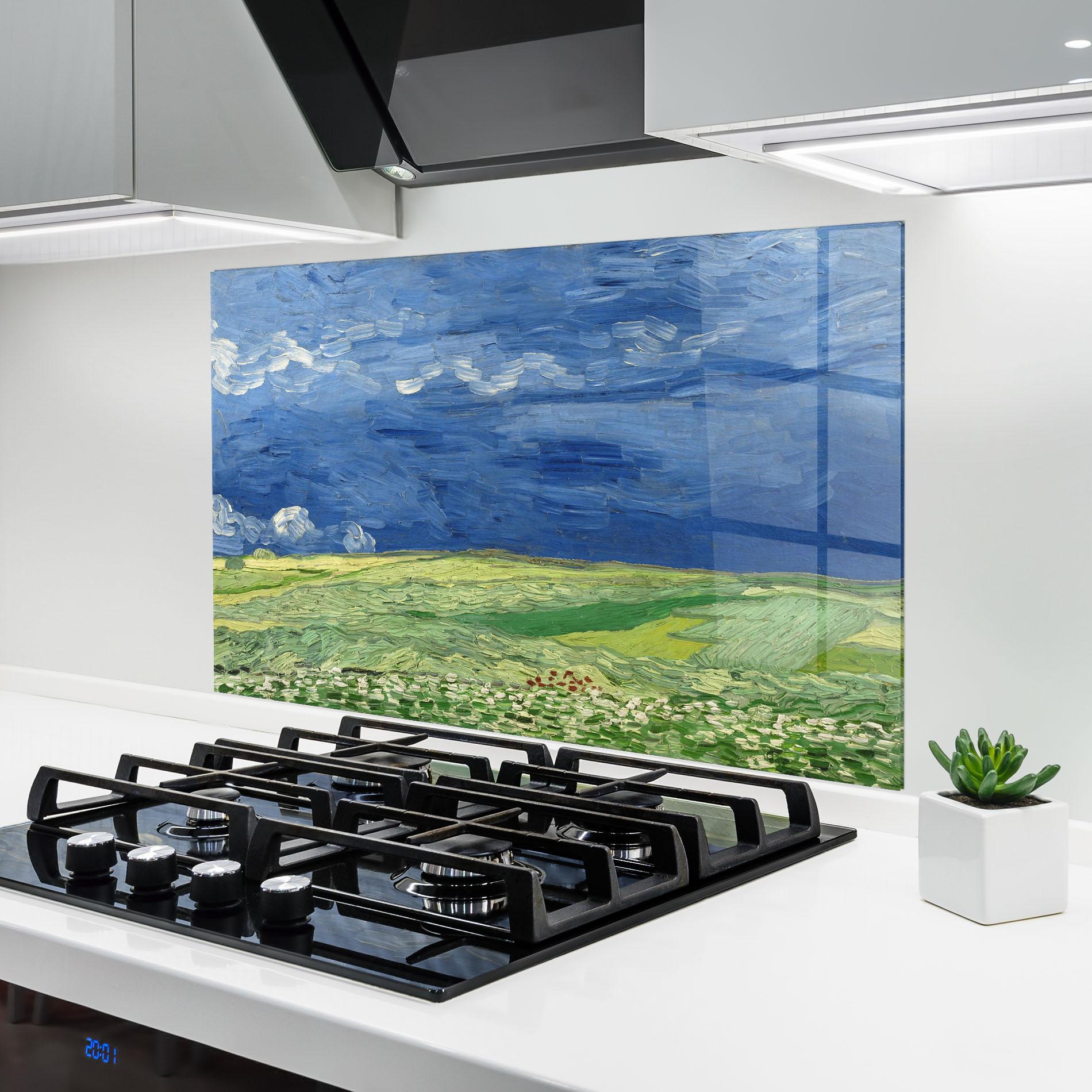 Стъклен панел за кухня Wheatfield Thunderclouds mockup 6