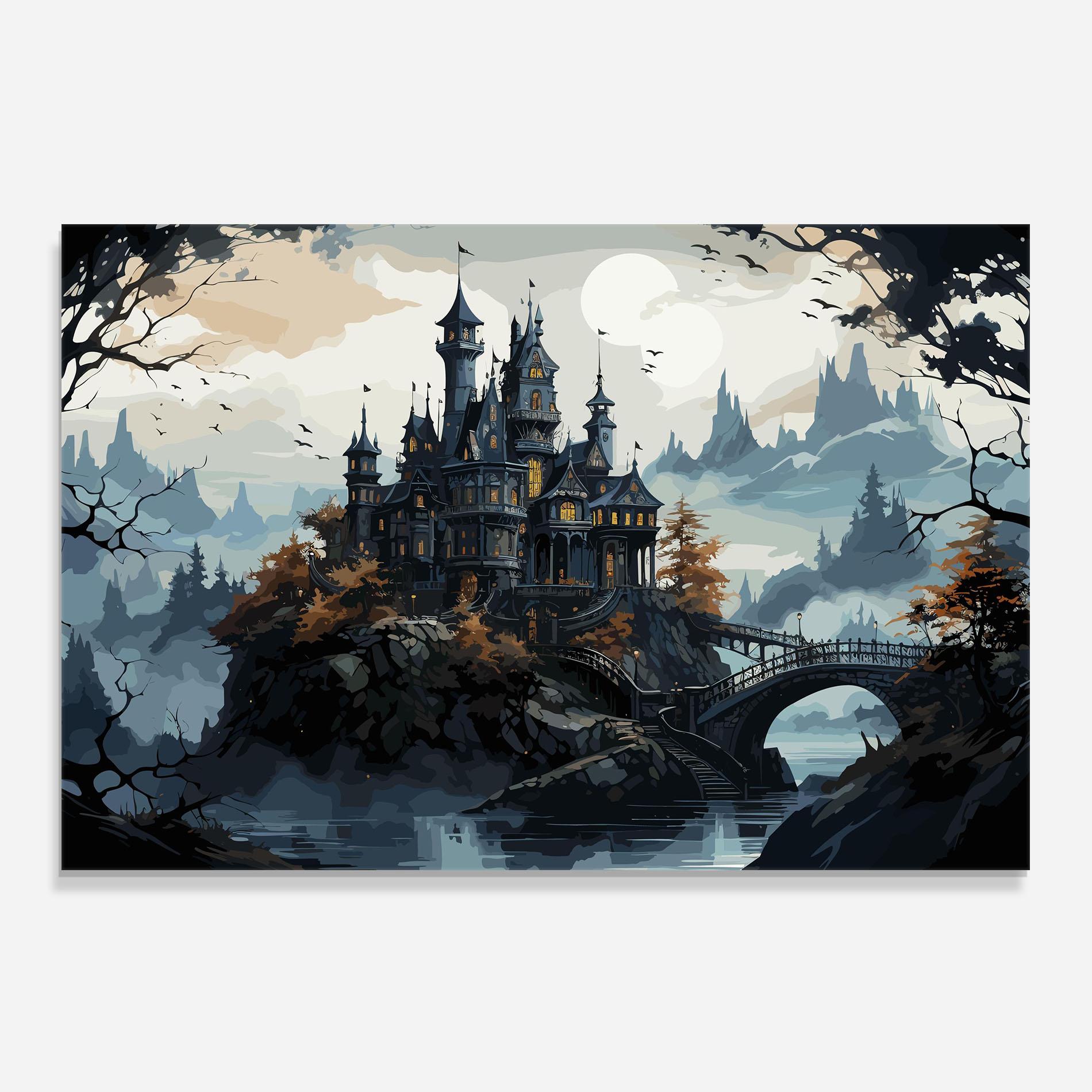 Стъклен панел за кухня Grey Big Castle mockup 0