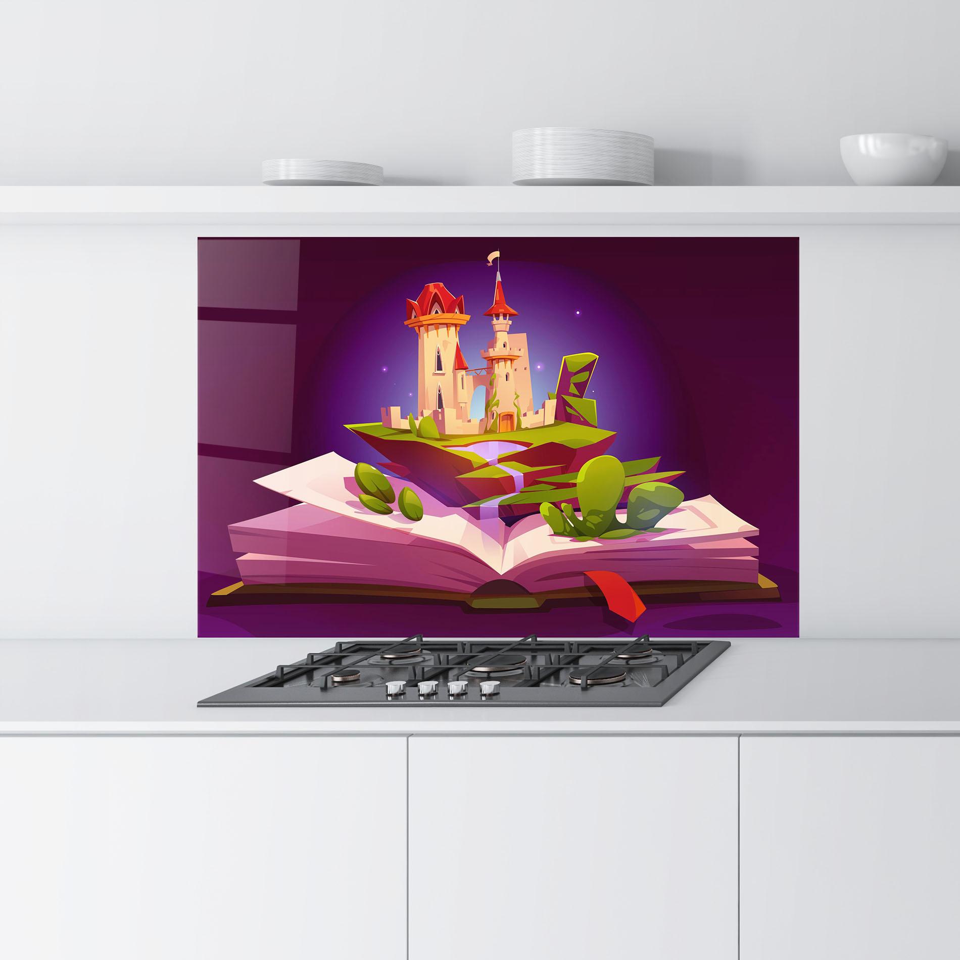 Стъклен панел за кухня Book Castle mockup 9