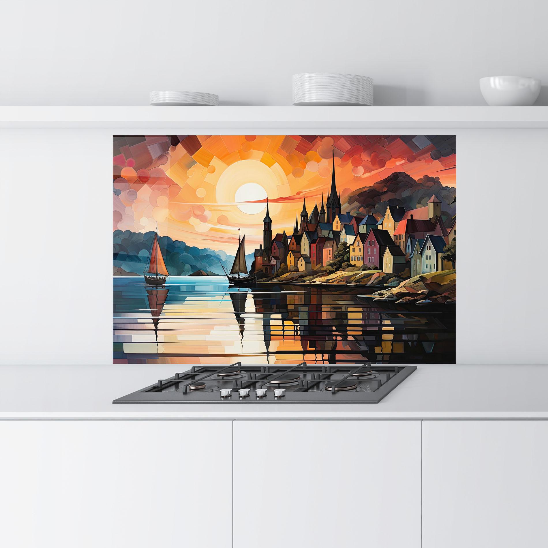 Стъклен панел за кухня Castle Painting mockup 9