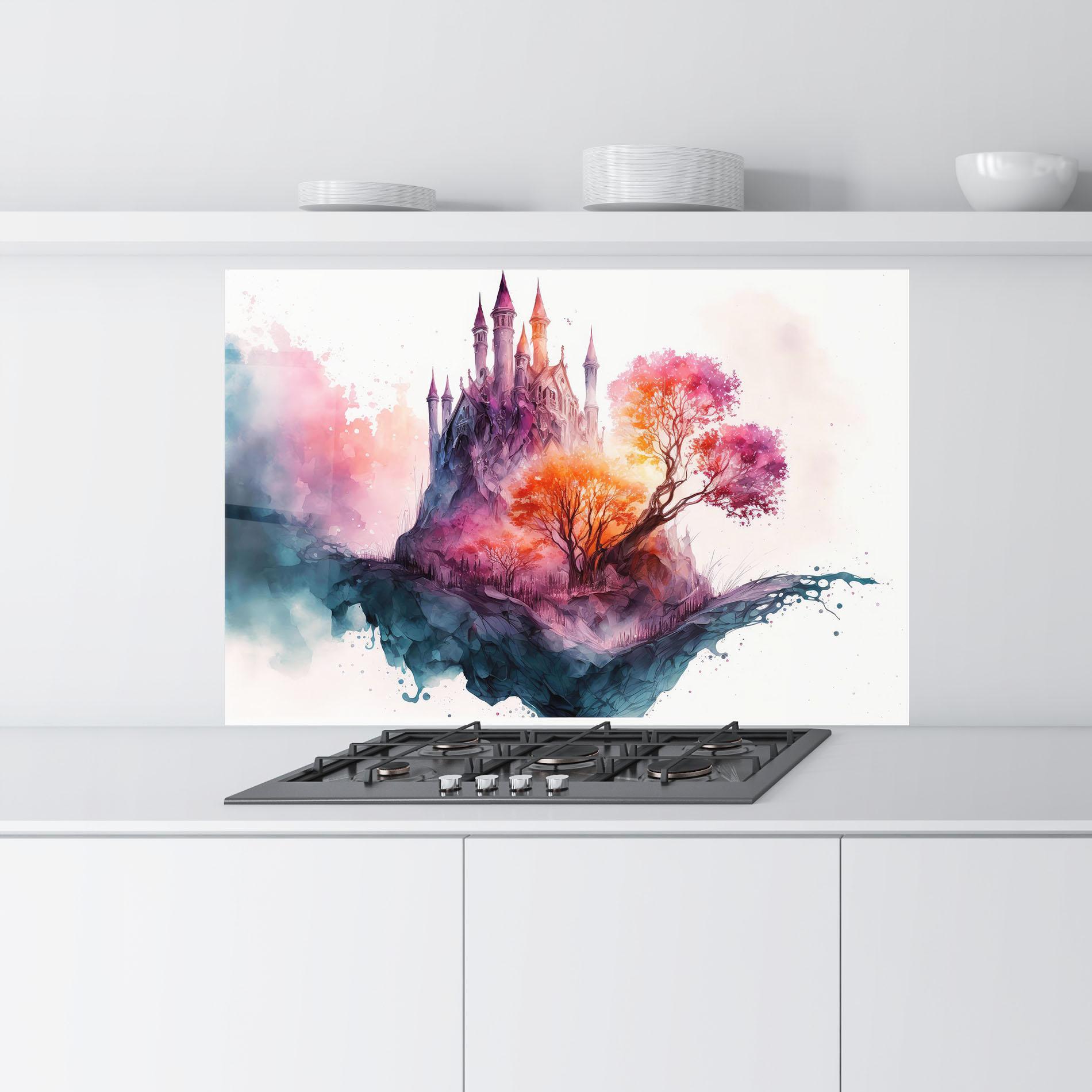 Стъклен панел за кухня Colorful Castle mockup 9