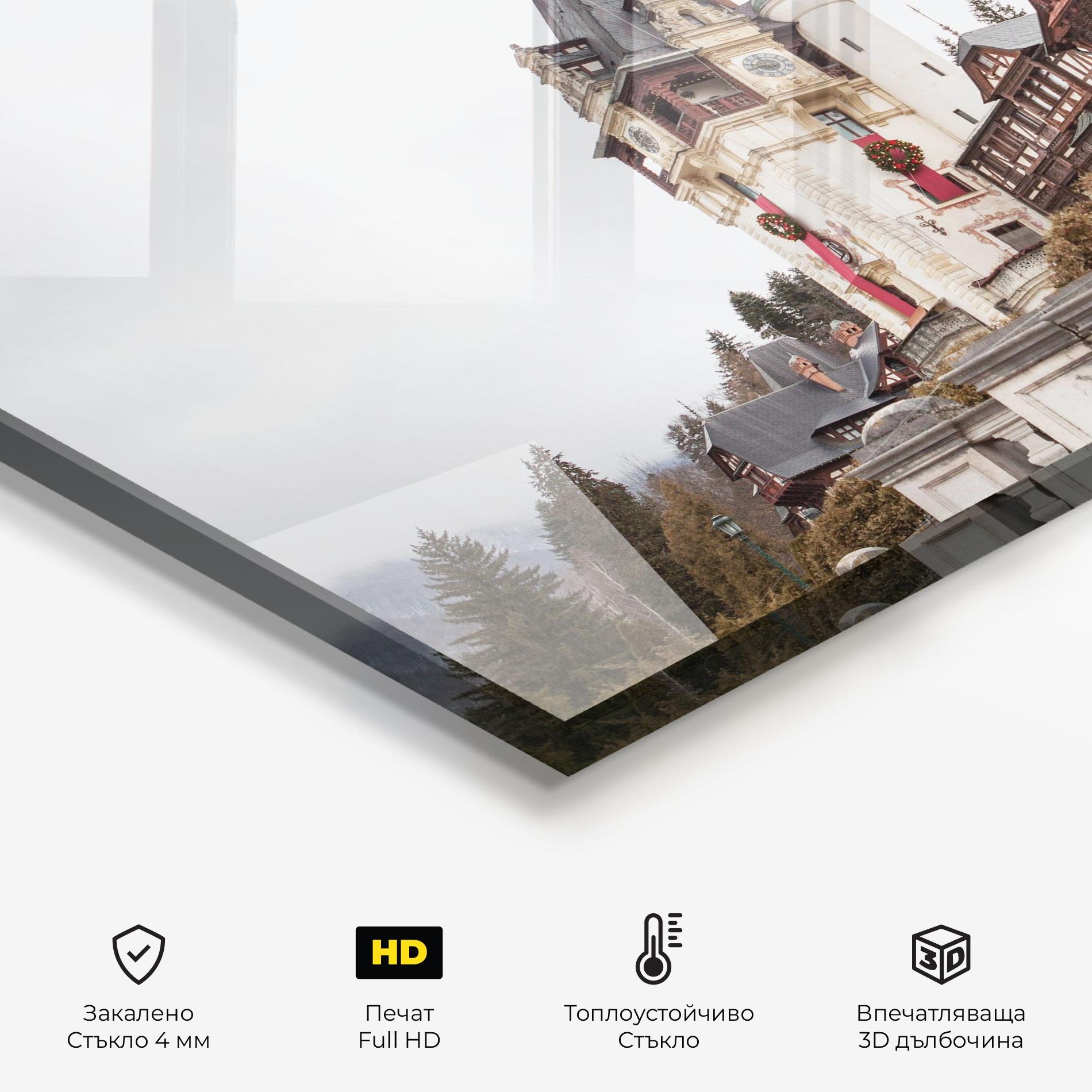 Стъклен панел за кухня Medieval Castle Sinaia mockup 2