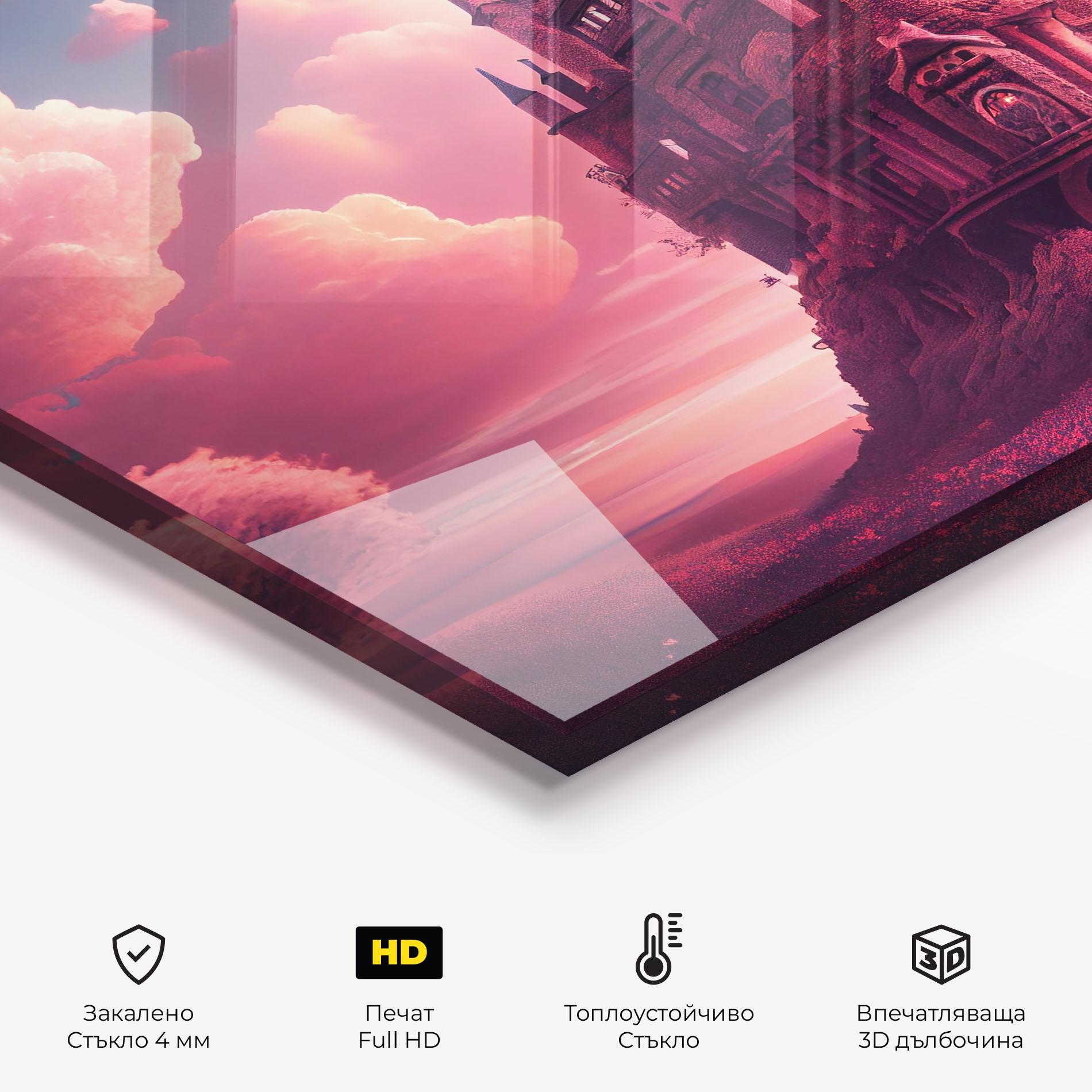 Стъклен панел за кухня Pink Cute Castle mockup 2