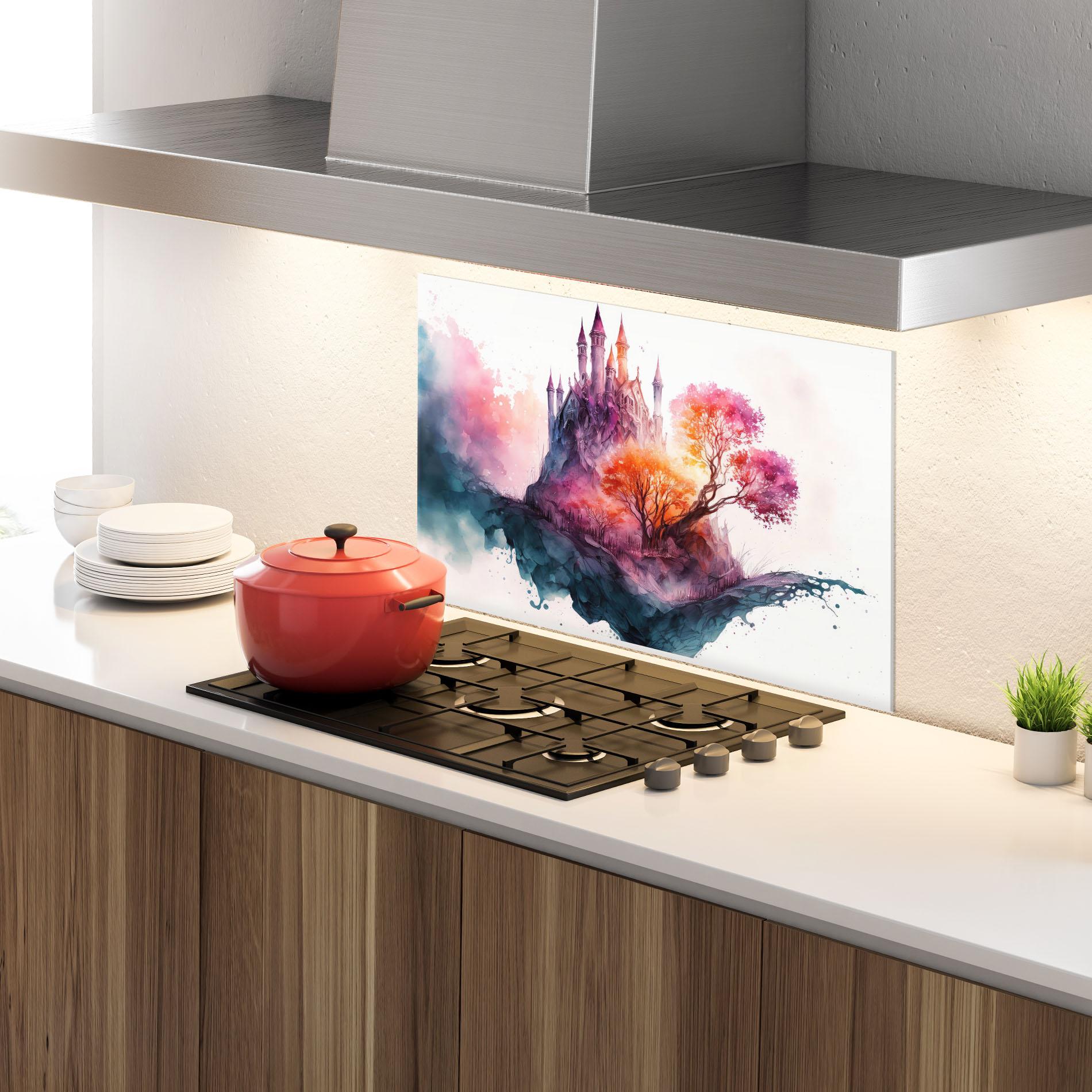 Стъклен панел за кухня Colorful Castle mockup 4