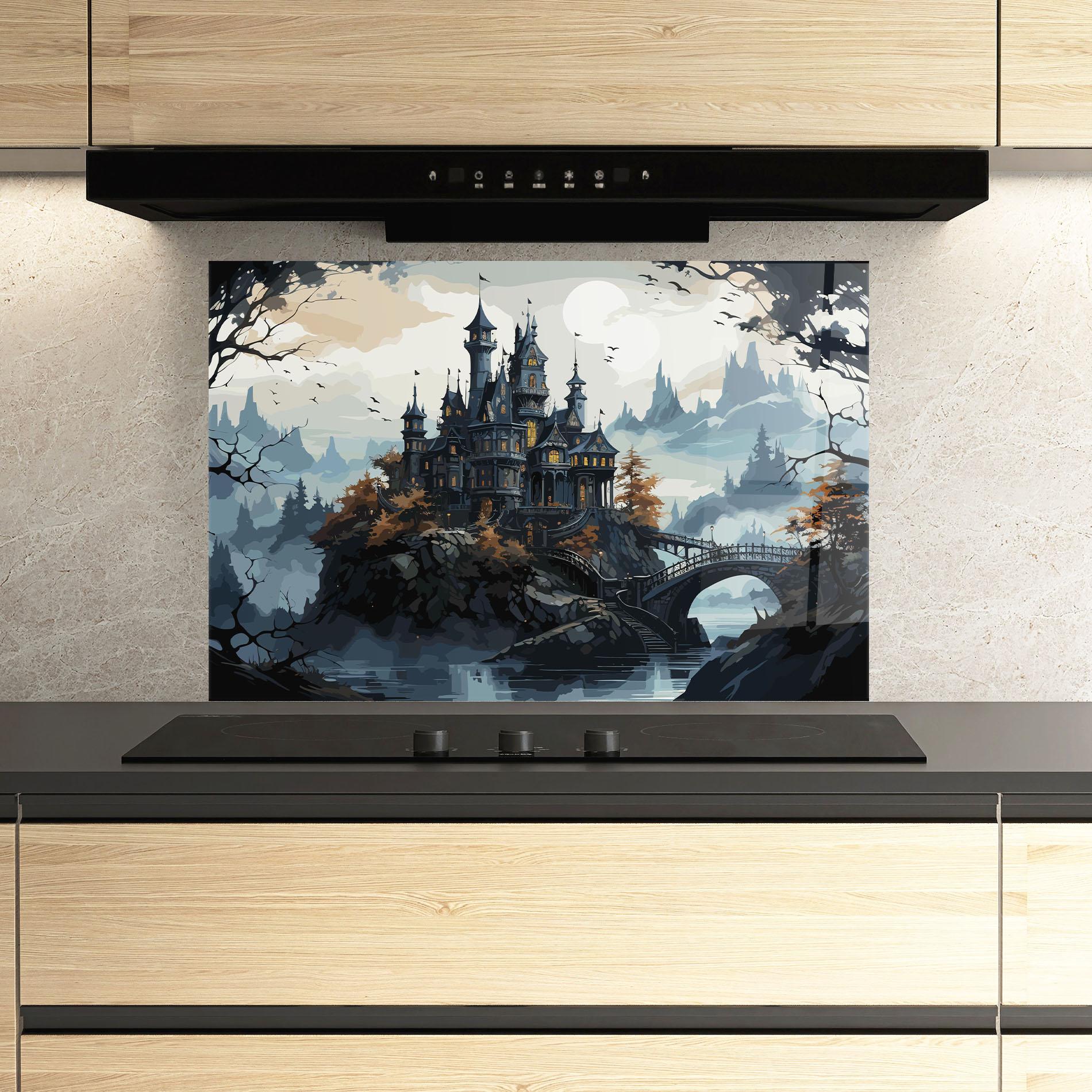 Стъклен панел за кухня Grey Big Castle mockup 3