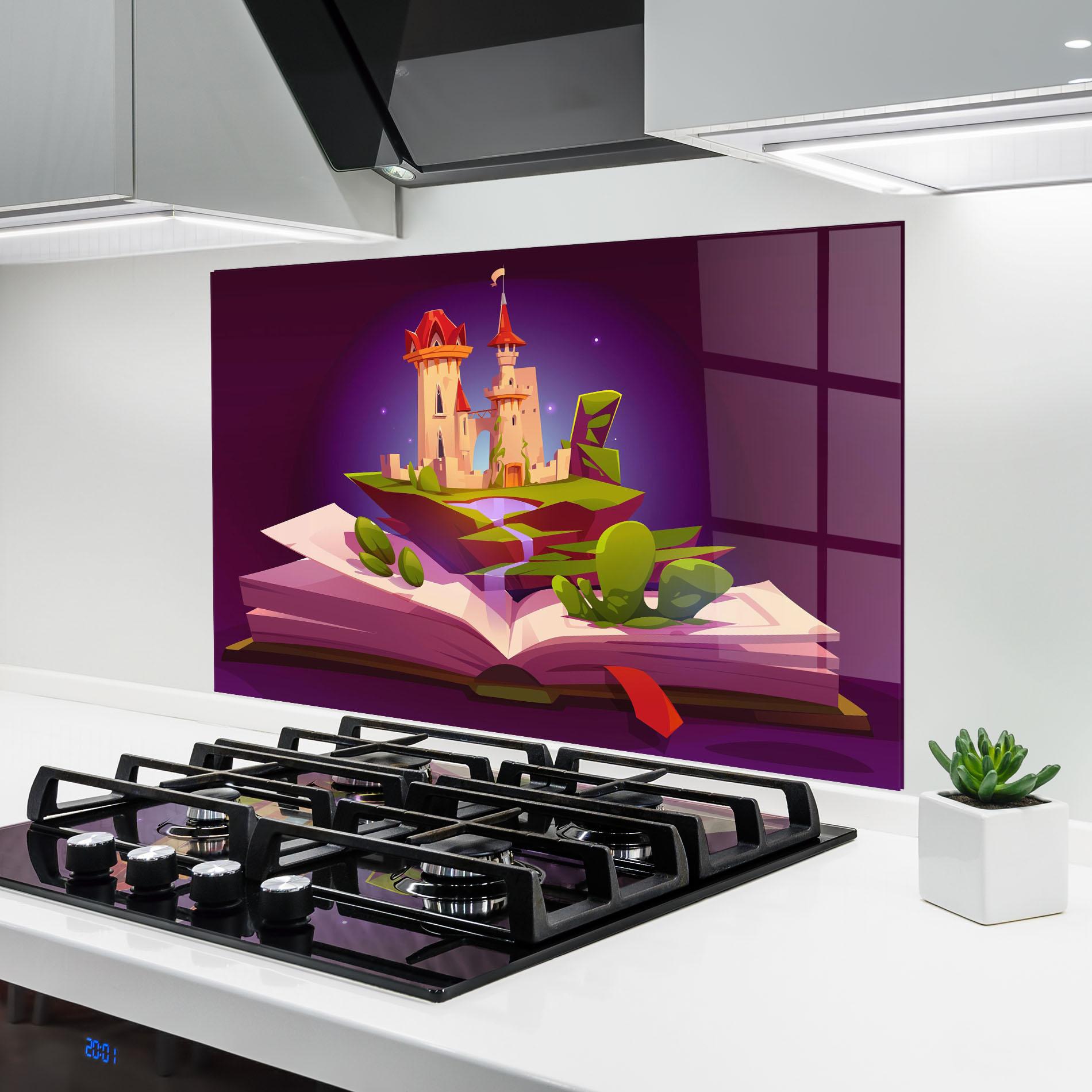 Стъклен панел за кухня Book Castle mockup 6