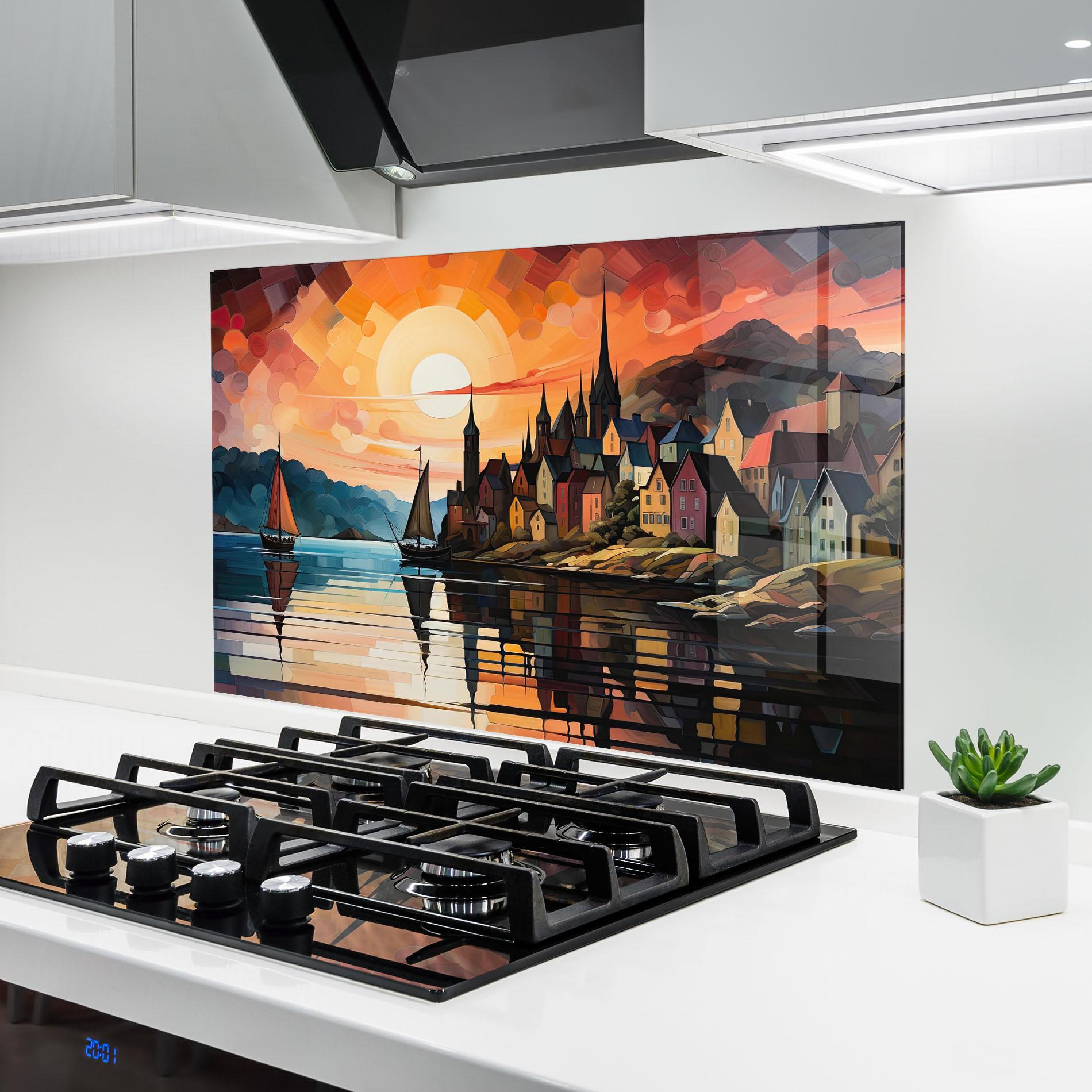 Стъклен панел за кухня Castle Painting mockup 6