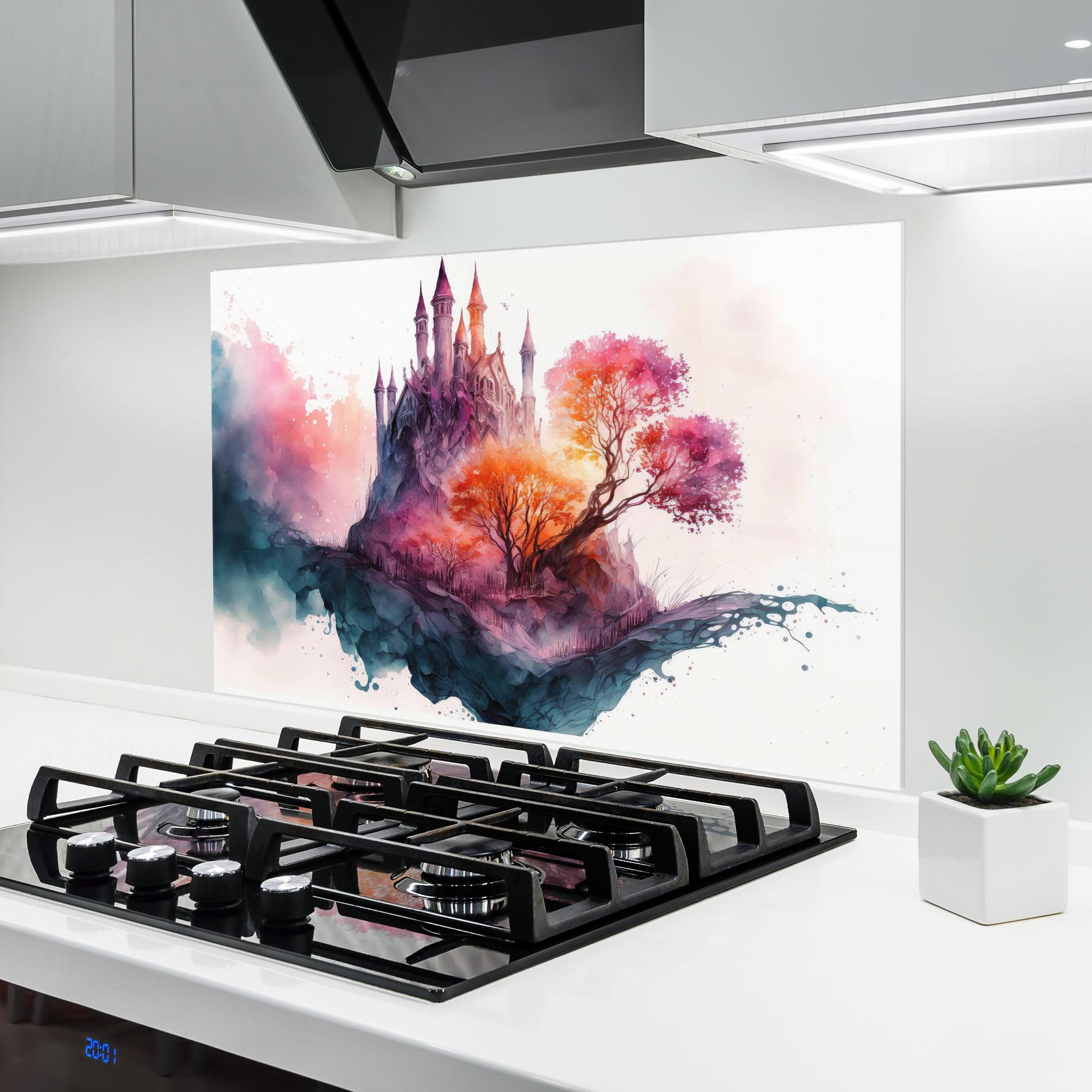 Стъклен панел за кухня Colorful Castle mockup 6