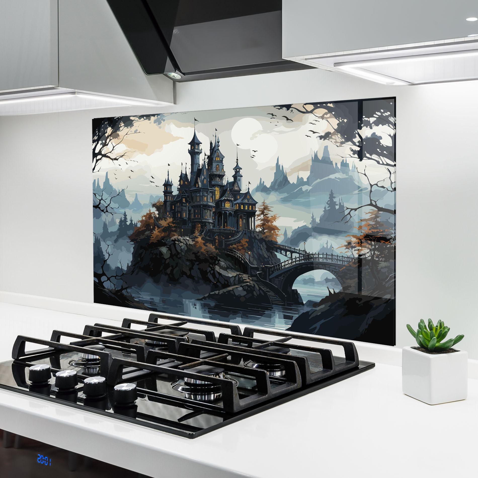 Стъклен панел за кухня Grey Big Castle mockup 6