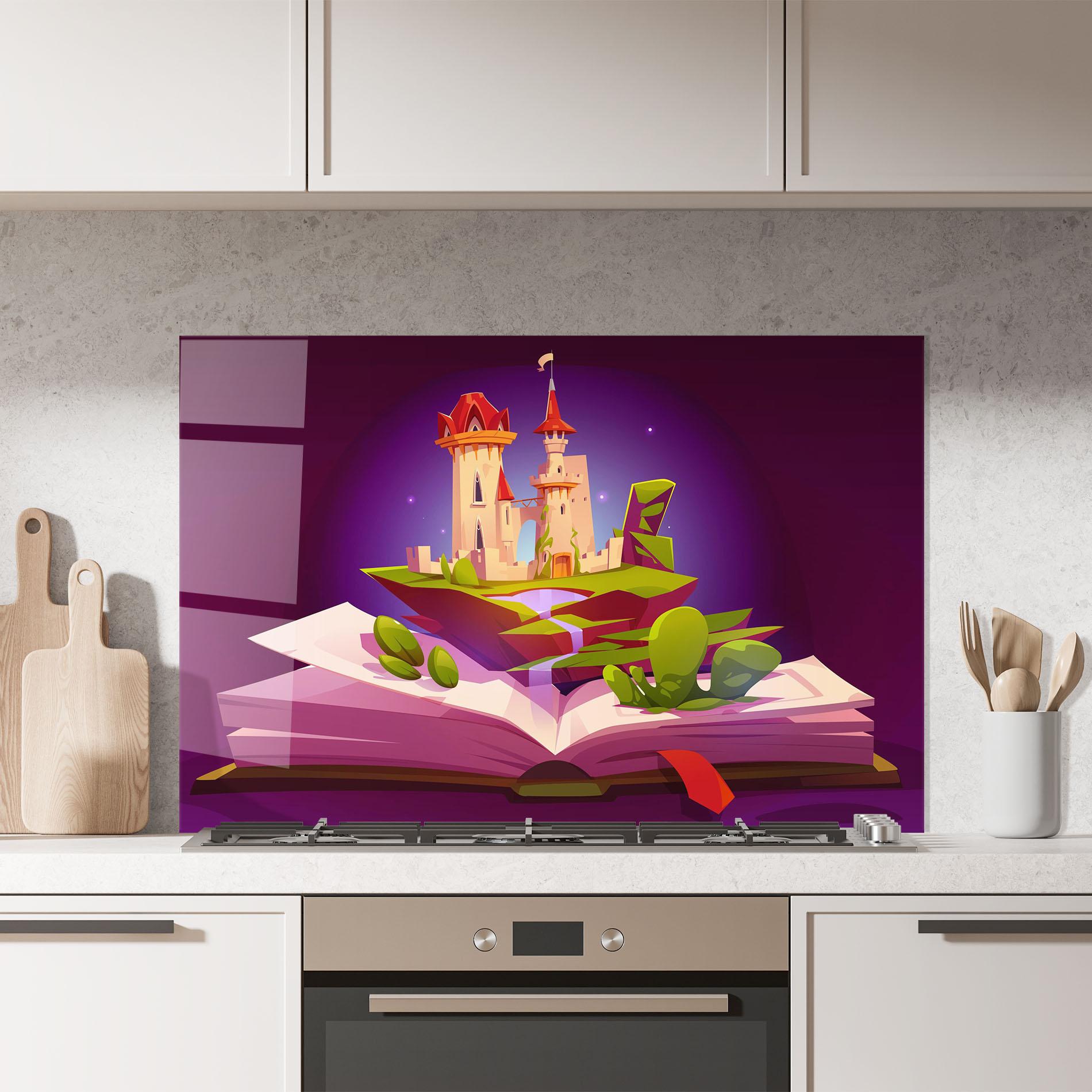 Стъклен панел за кухня Book Castle mockup 7
