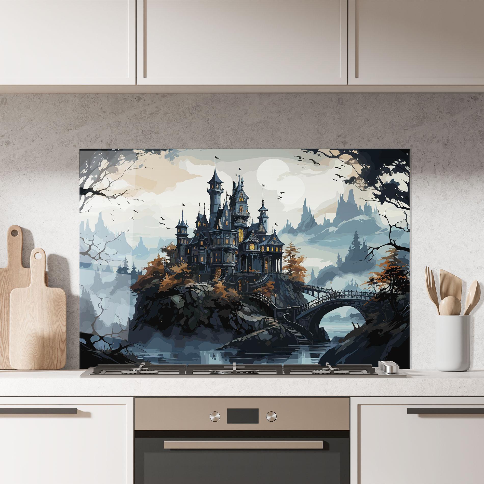 Стъклен панел за кухня Grey Big Castle mockup 7
