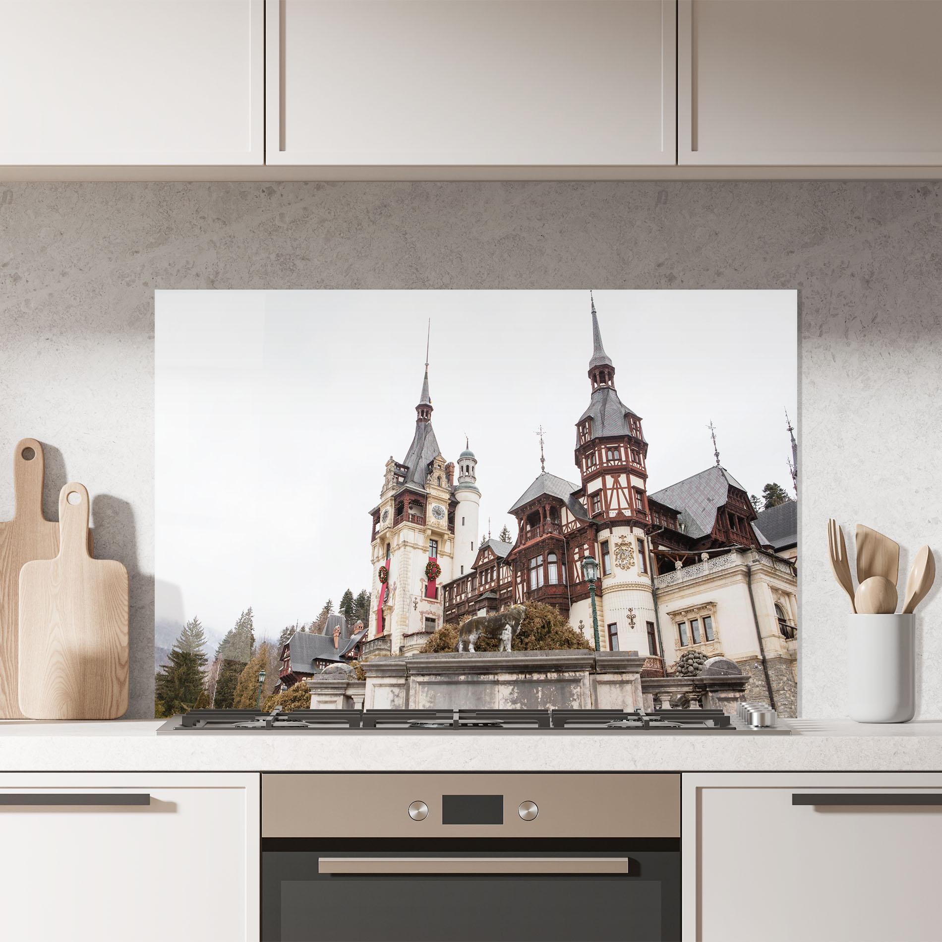 Стъклен панел за кухня Medieval Castle Sinaia mockup 7