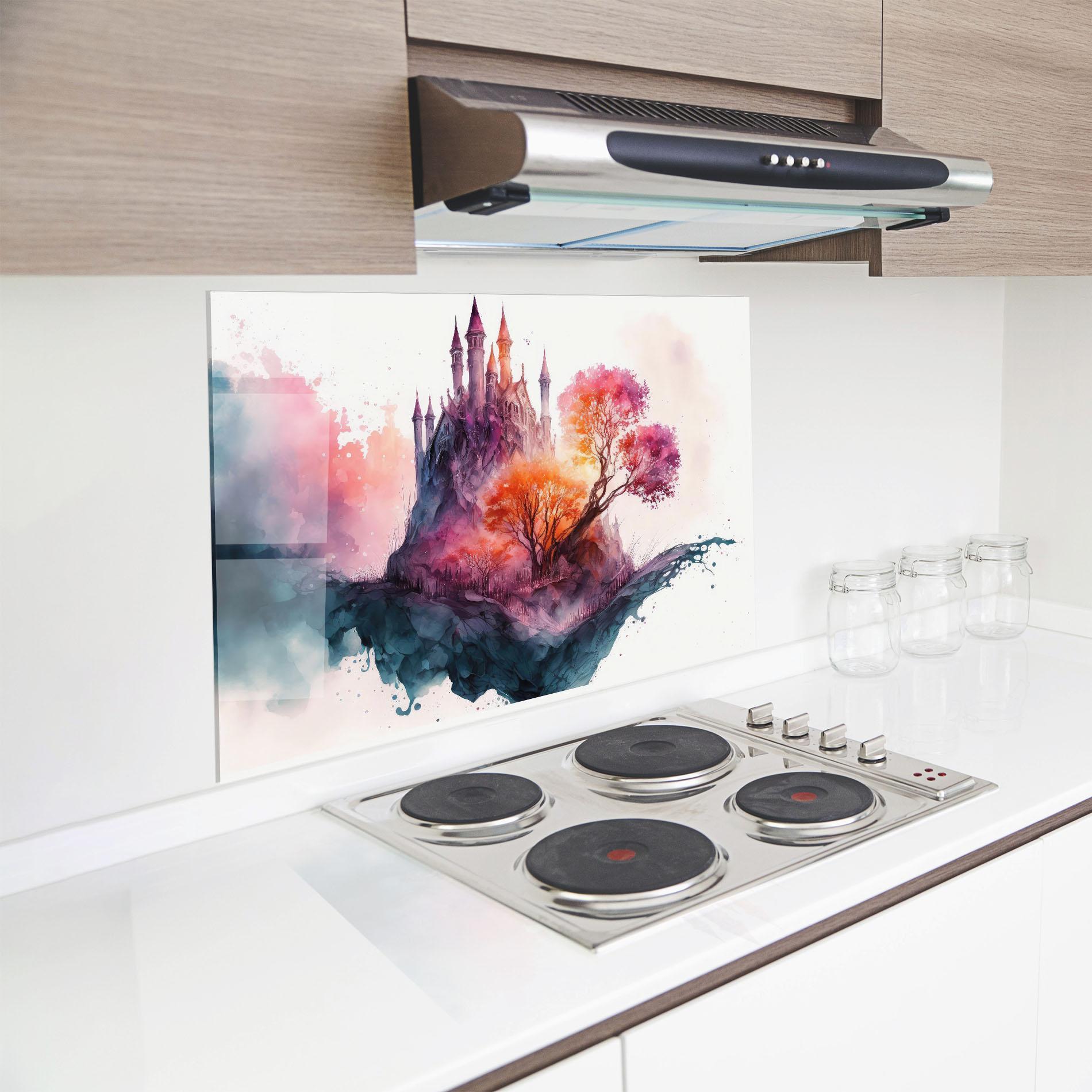 Стъклен панел за кухня Colorful Castle mockup 8
