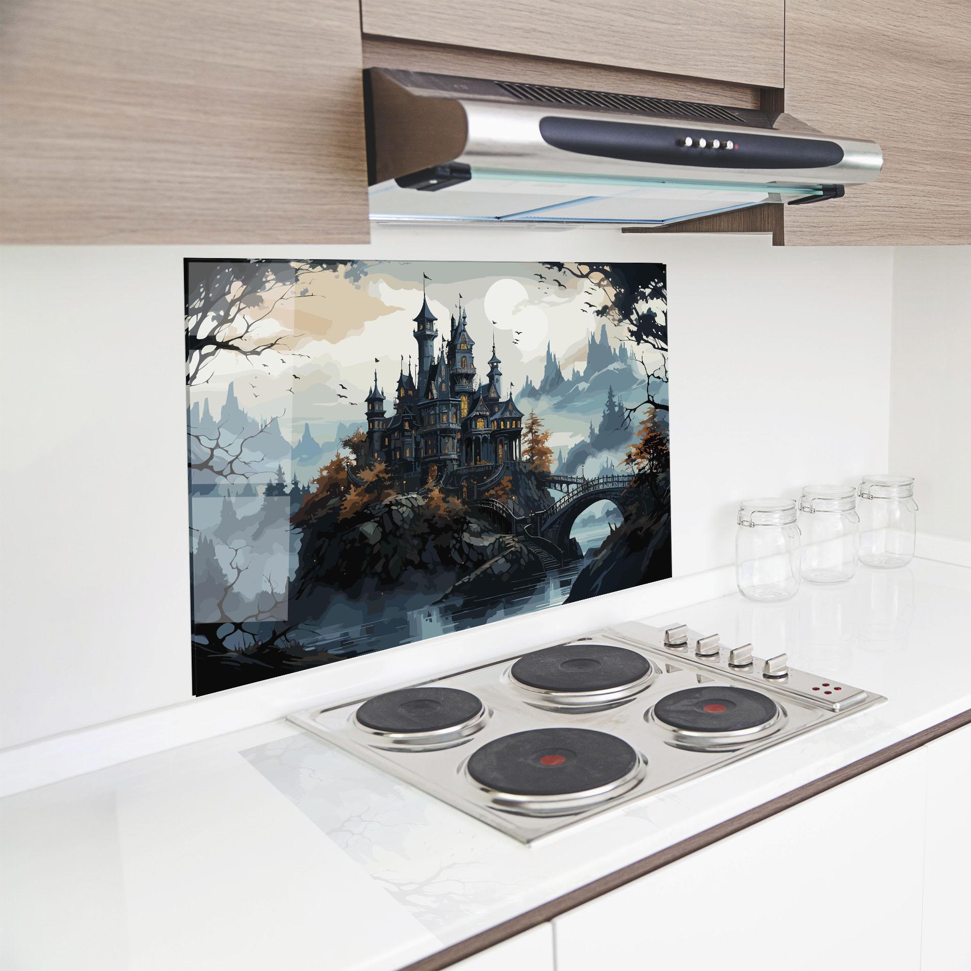 Стъклен панел за кухня Grey Big Castle mockup 8