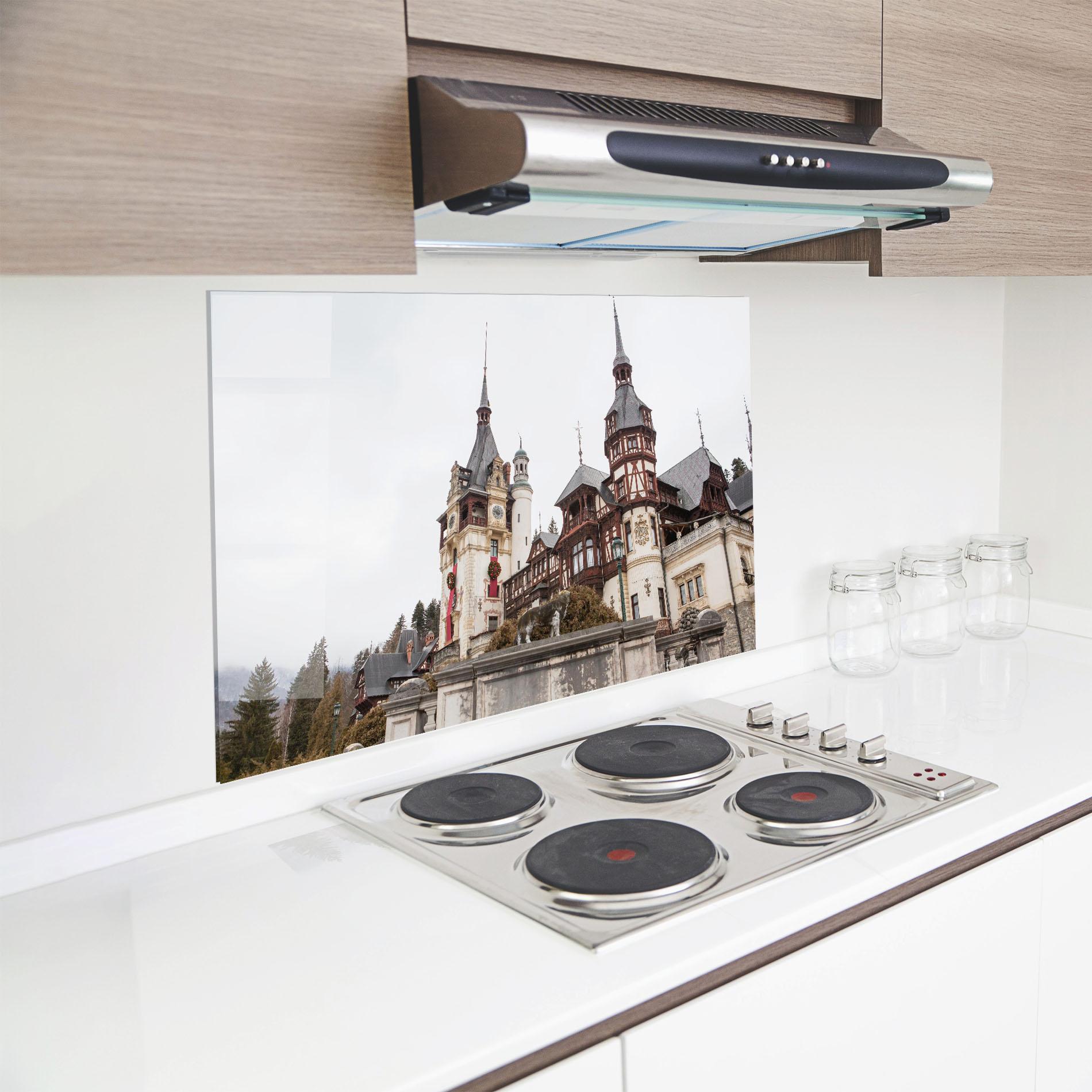 Стъклен панел за кухня Medieval Castle Sinaia mockup 8