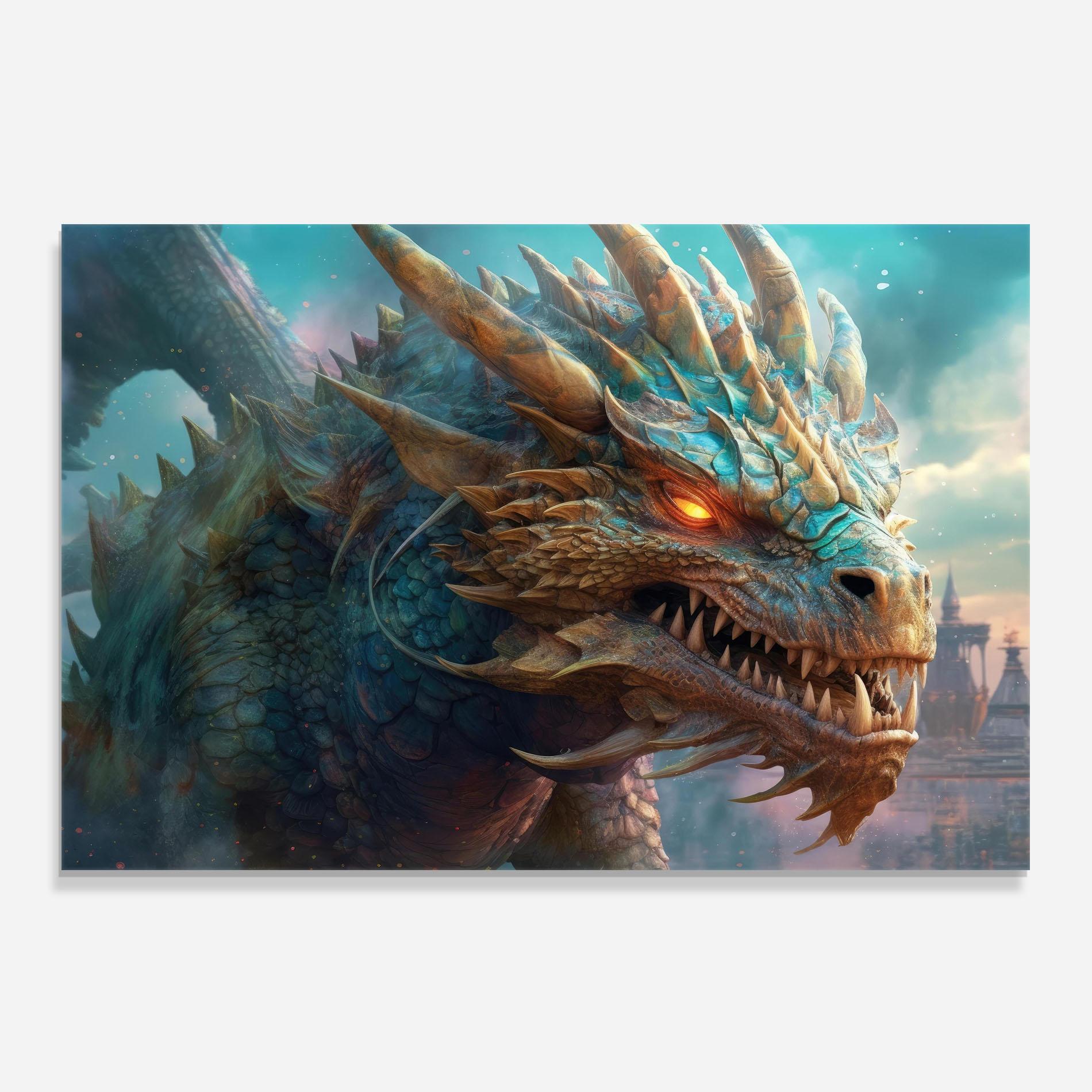 Стъклен панел за кухня Pretty Blue Dragon mockup 0