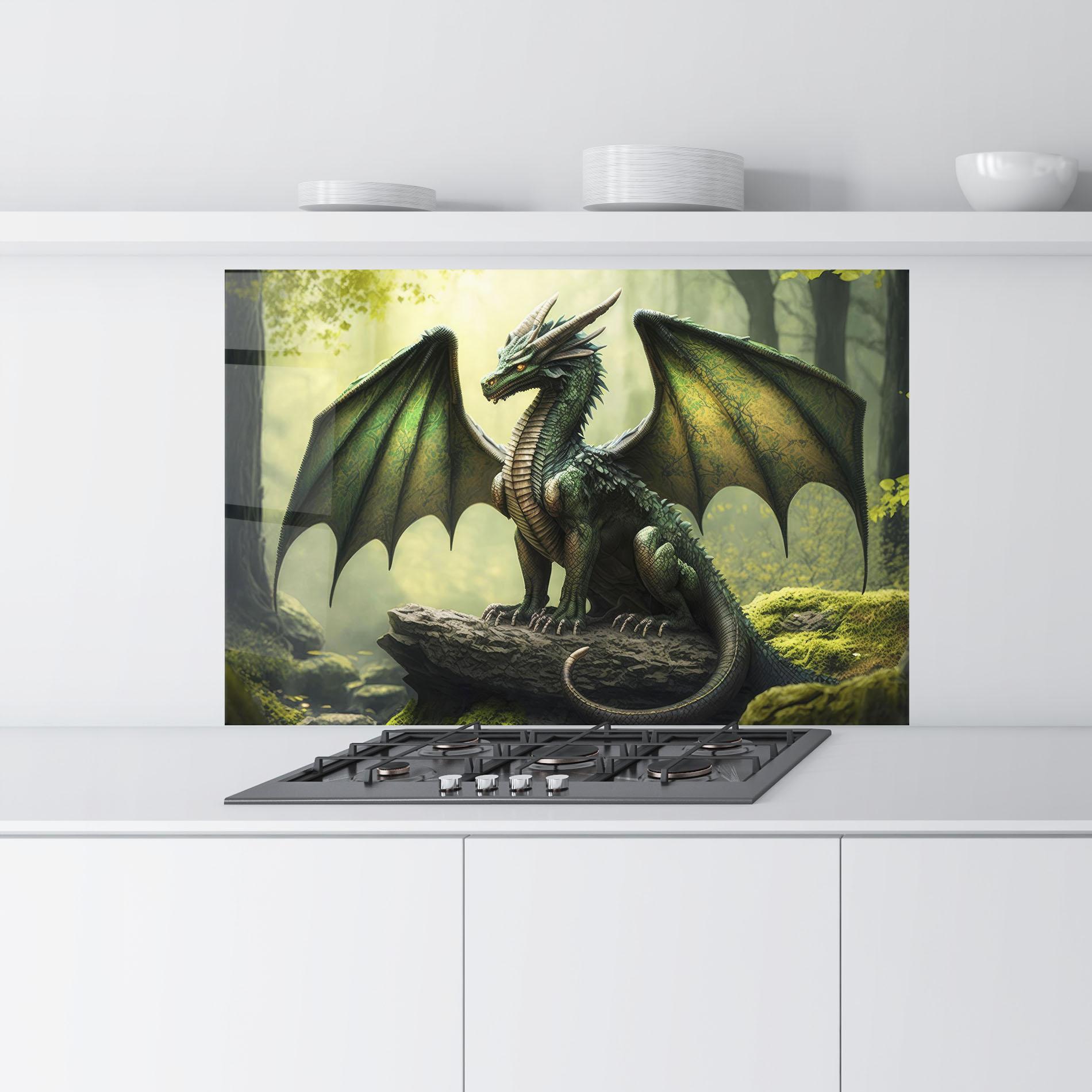 Стъклен панел за кухня Green Dragon mockup 9