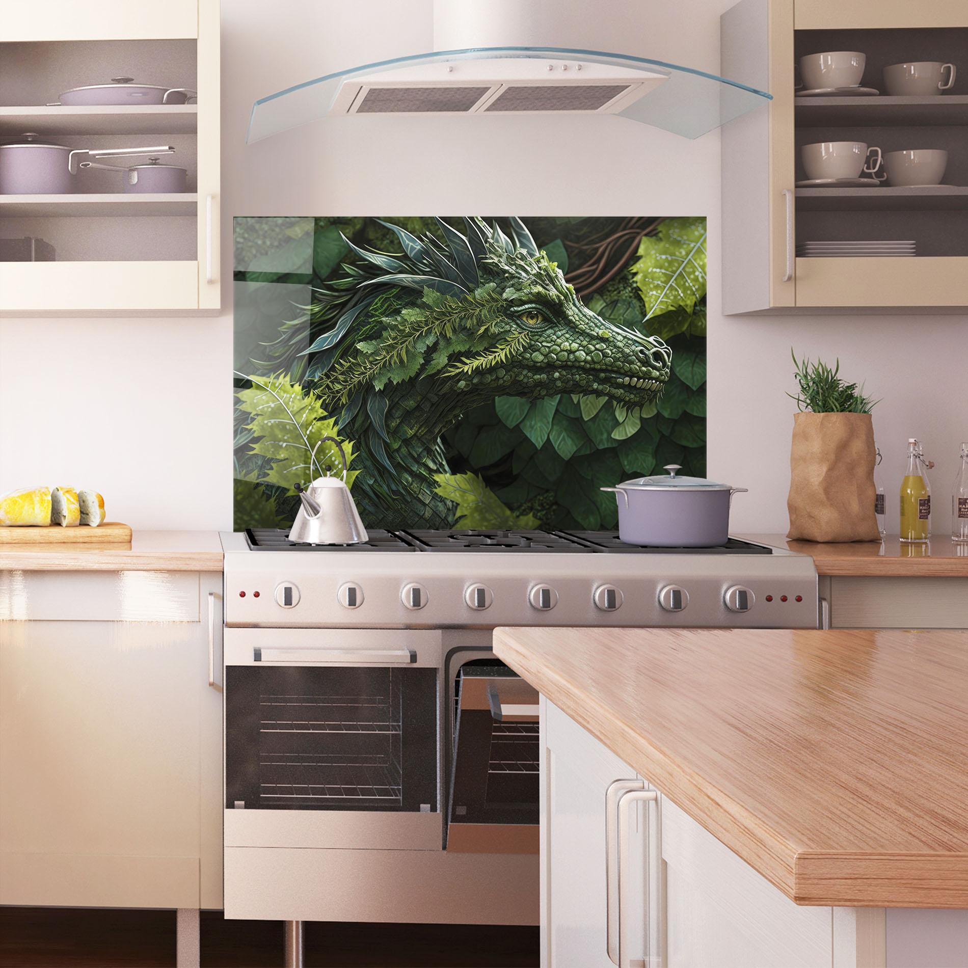 Стъклен панел за кухня Forest Dragon mockup 1