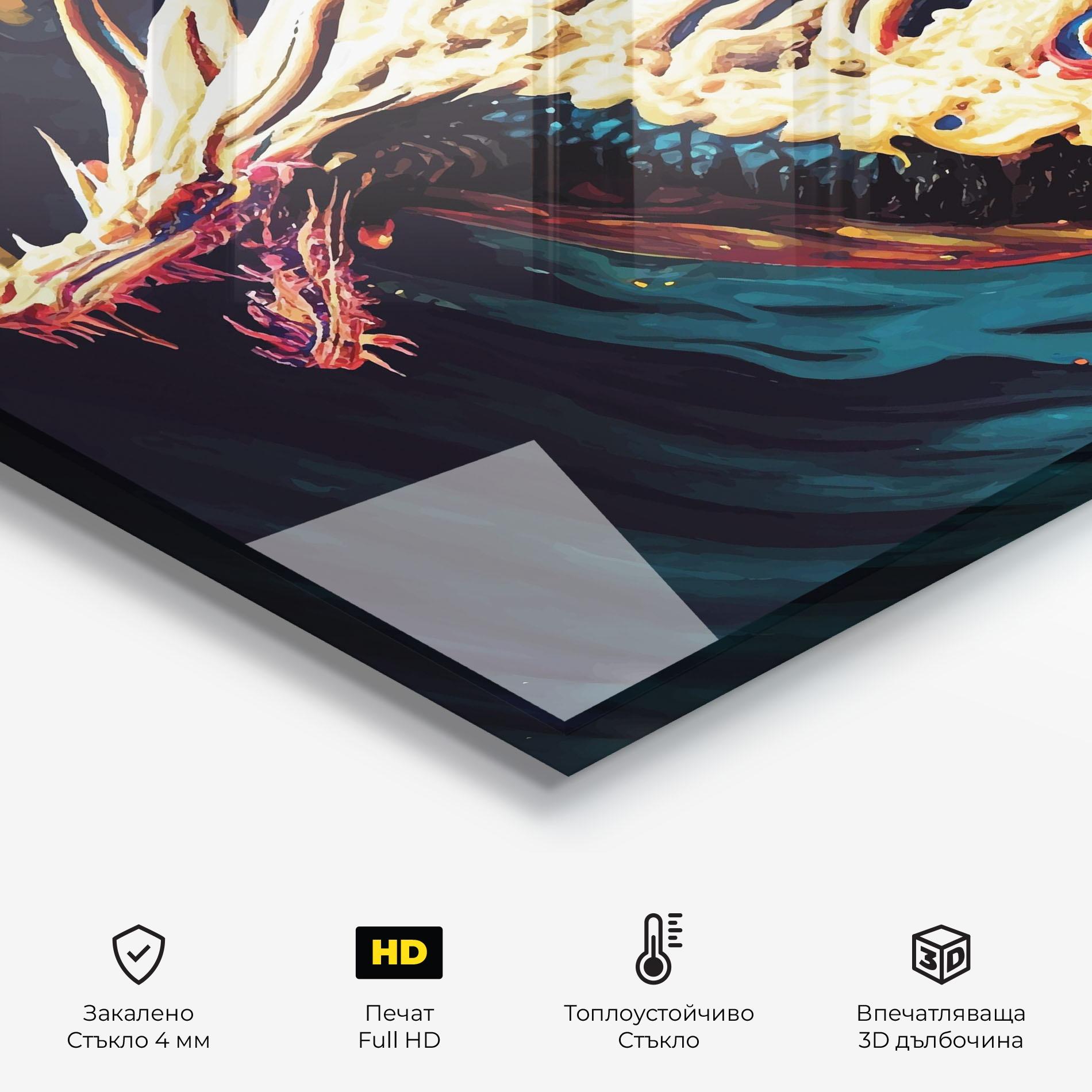 Стъклен панел за кухня Flying Acrylic Dragon mockup 2